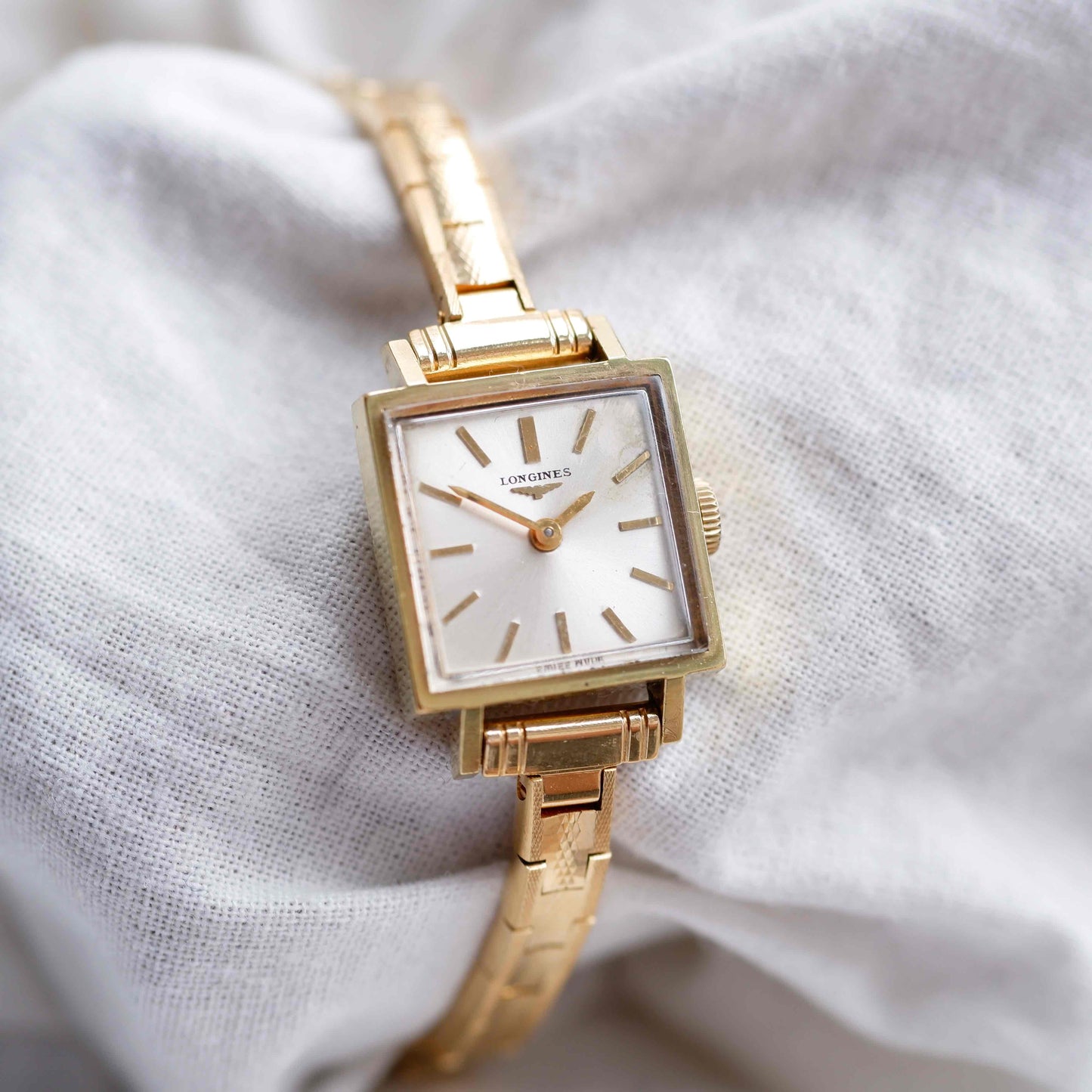 Longines Tank Mechanical: Cocktail Ladies 60s Golden White Sunburst Dial