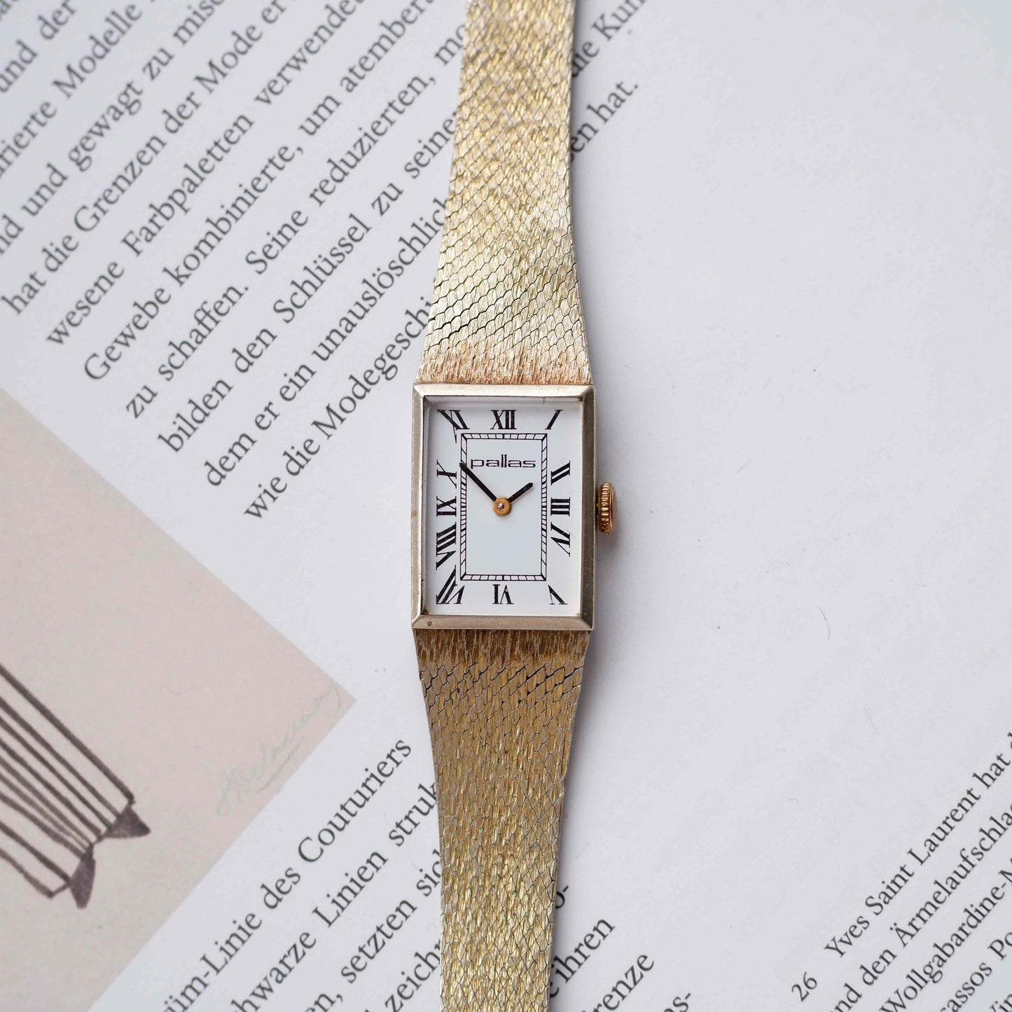 Pallas Tank Watch: Vintage Ladies 60s Golden Mechanical with Roman Numerals