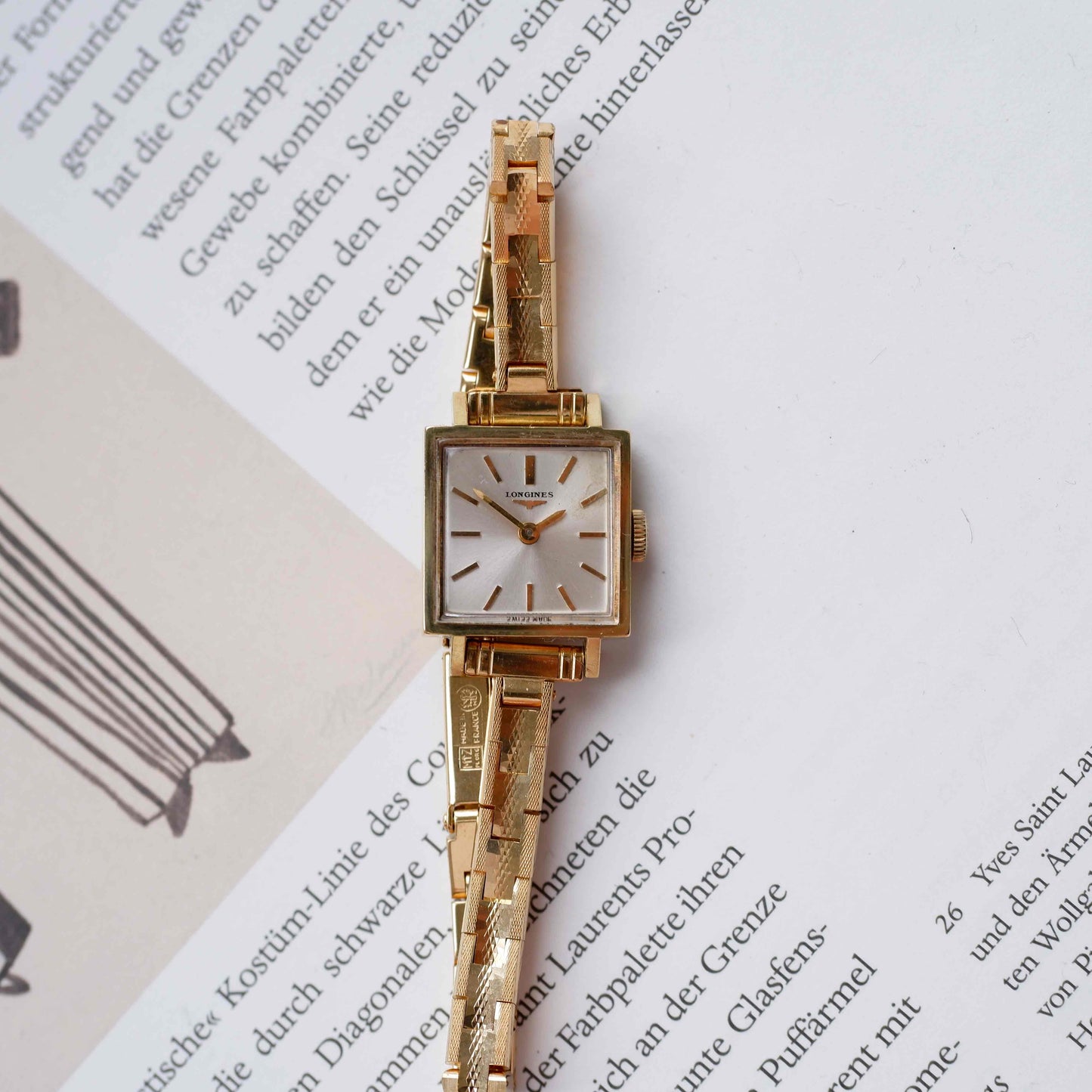 Longines Tank Mechanical: Cocktail Ladies 60s Golden White Sunburst Dial