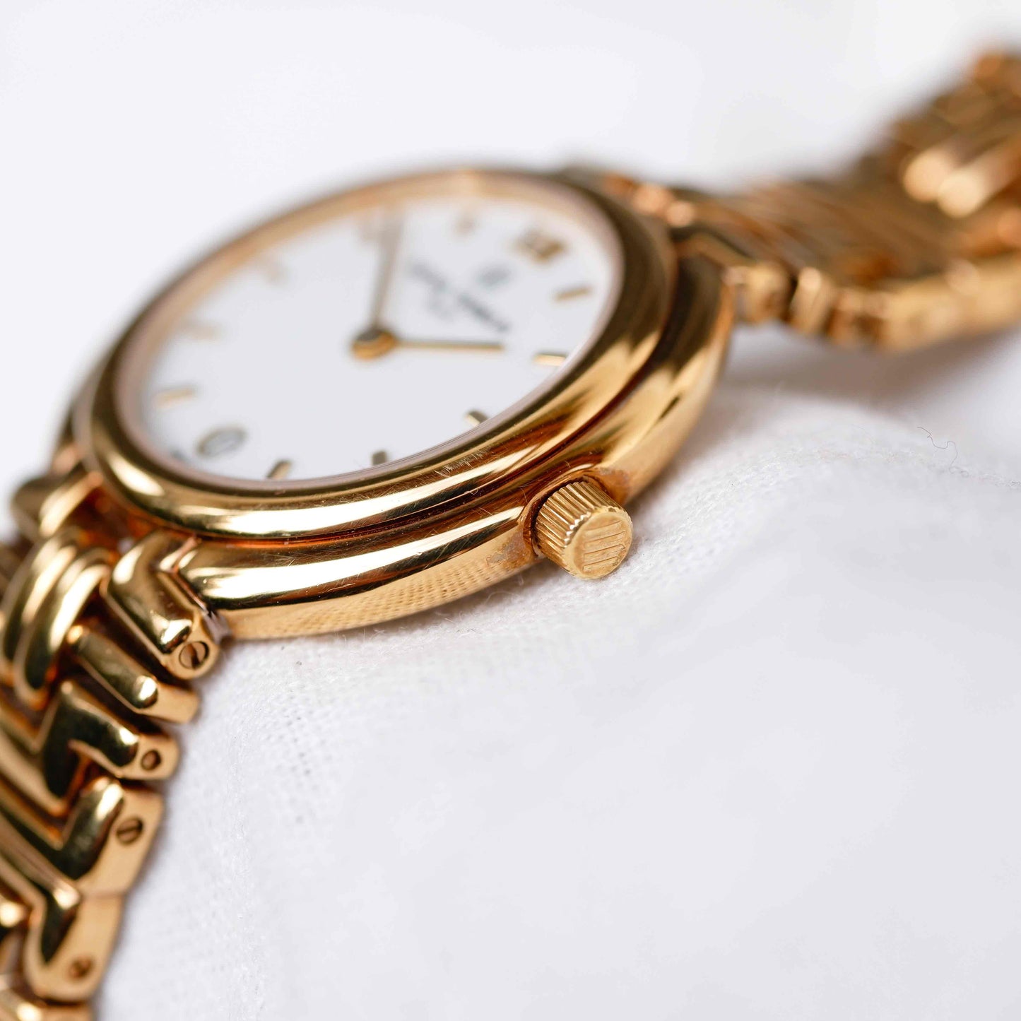 Michel Herbelin Cocktail Watch: Vintage Ladies 90s Golden with White Dial Unused