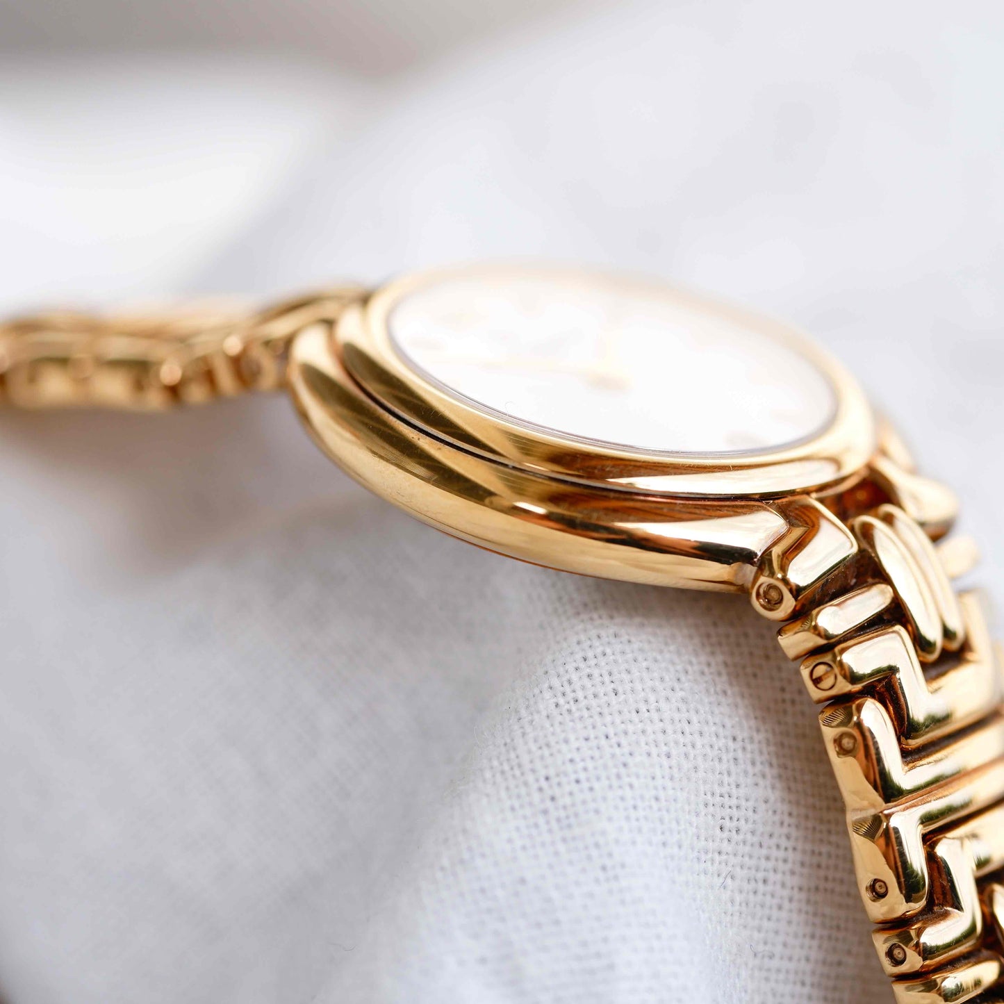 Michel Herbelin Cocktail Watch: Vintage Ladies 90s Golden with White Dial Unused