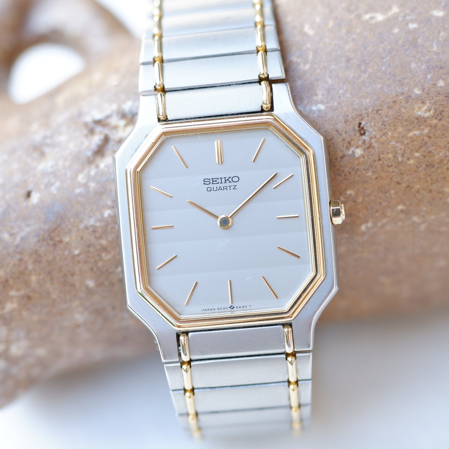 Seiko Vintage Watch: Ladies 80s Golden Two Tone with Gray Dial