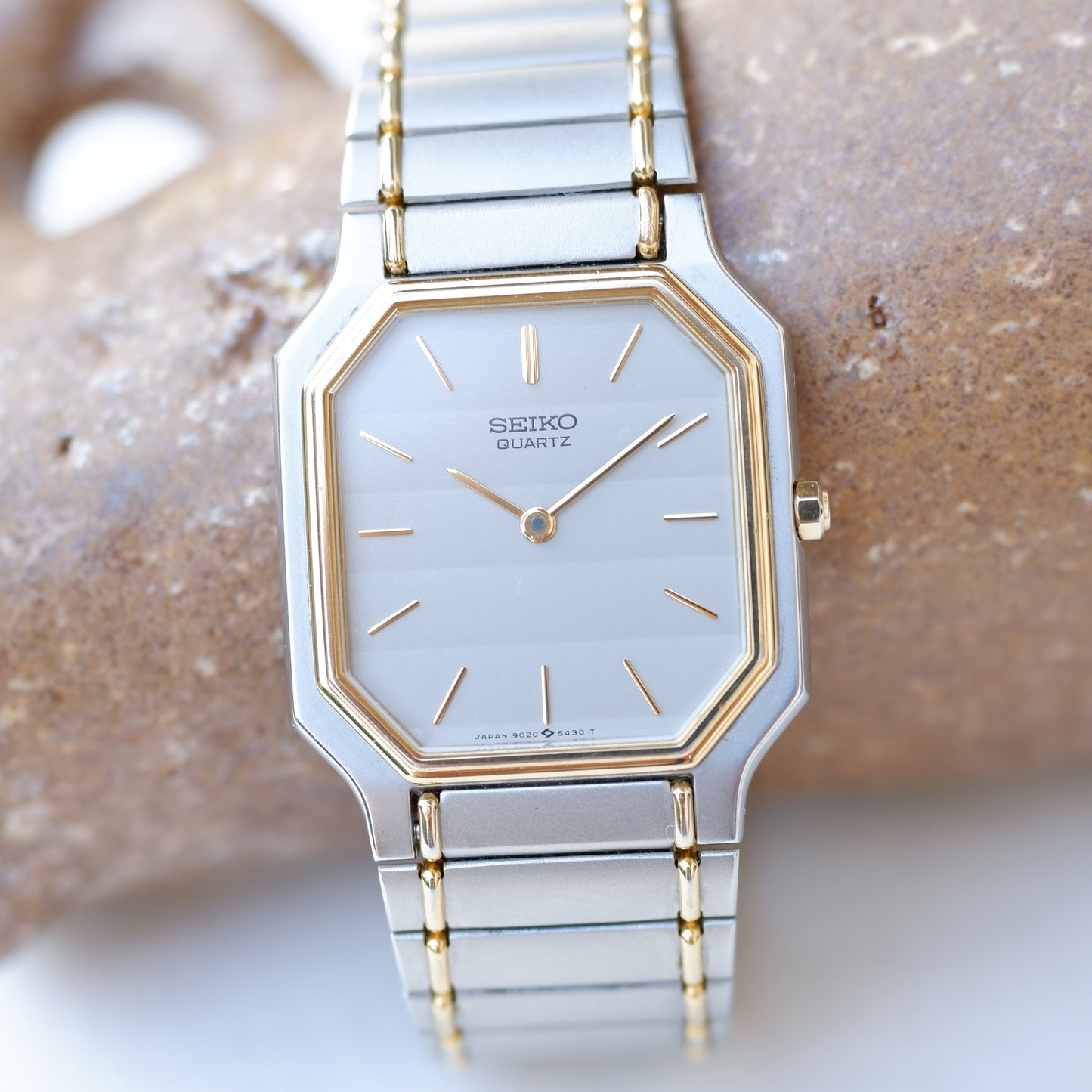 Seiko Vintage Watch: Ladies 80s Golden Two Tone with Gray Dial