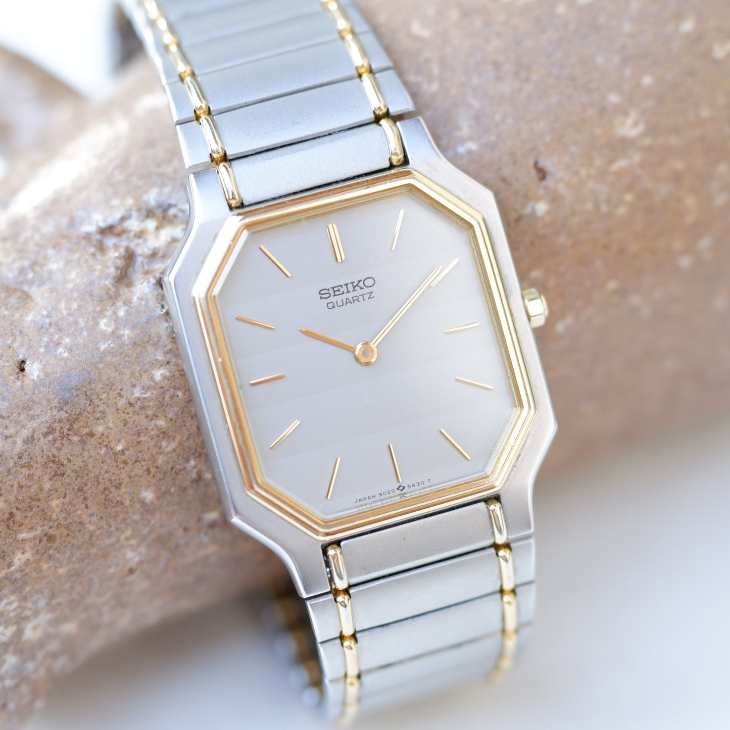 Seiko Vintage Watch: Ladies 80s Golden Two Tone with Gray Dial