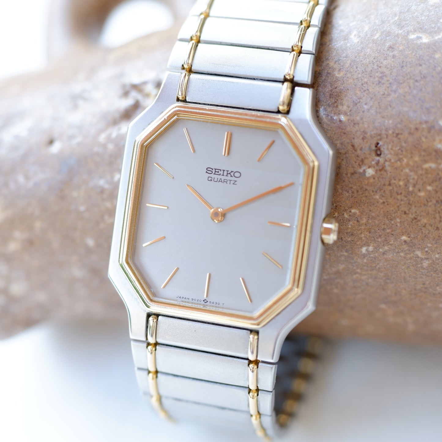 Seiko Vintage Watch: Ladies 80s Golden Two Tone with Gray Dial