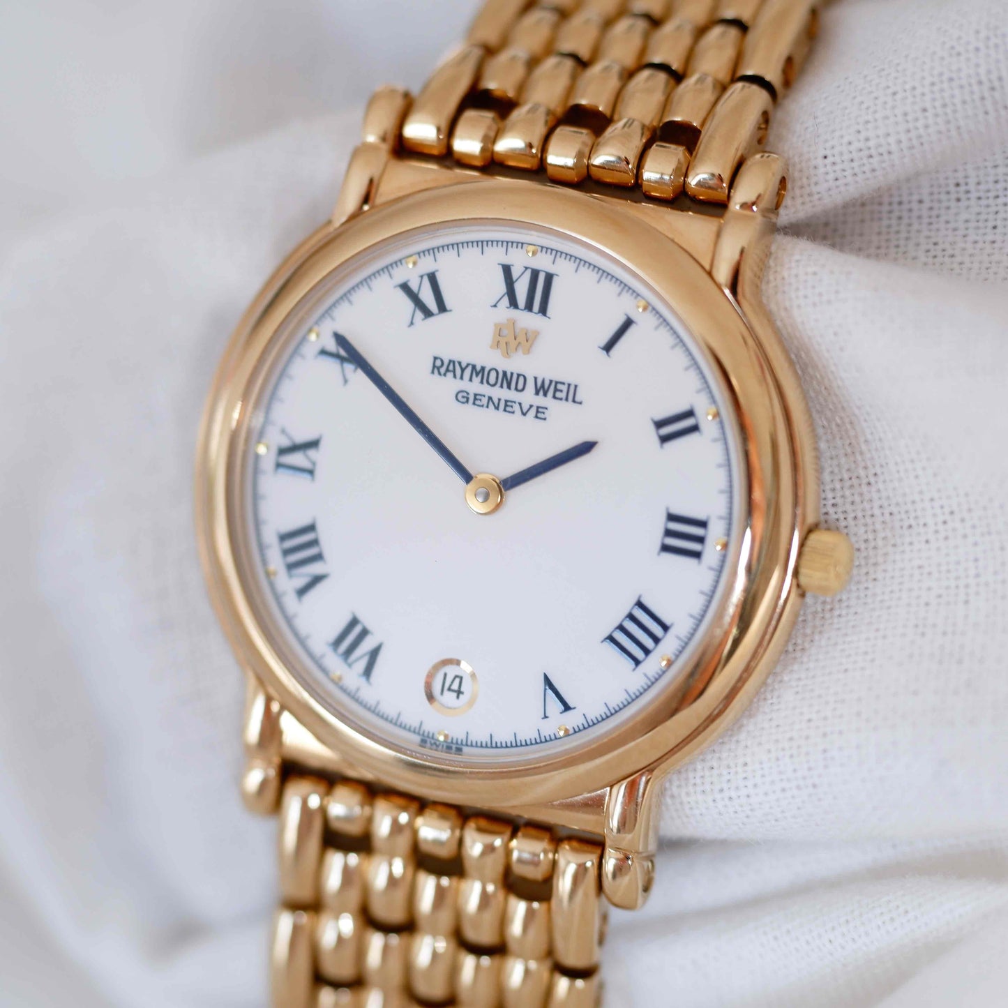Raymond Weil Watch: Vintage Ladies 90s Gold with Roman Numerals - New Old Stock (NOS)