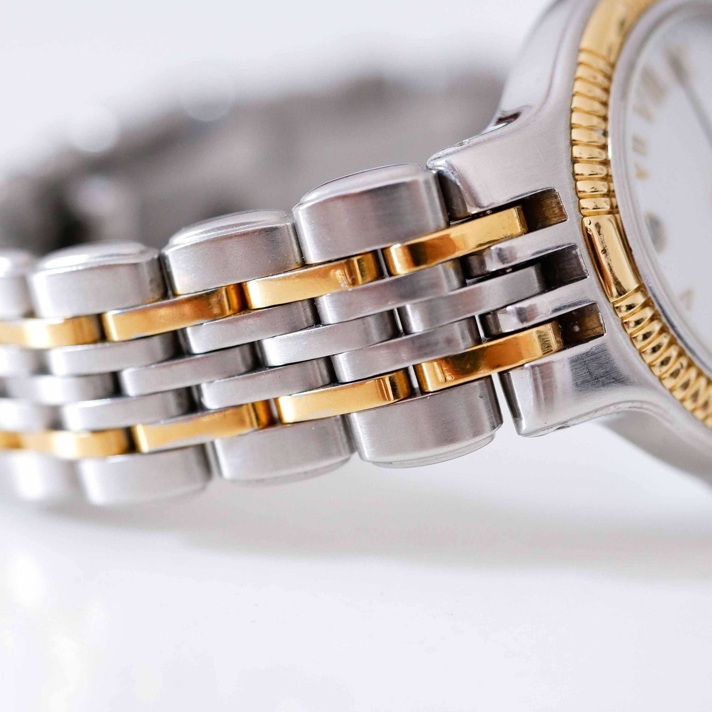 Michel Herbelin Vintage Ladies Watch: 90s Golden Two Tone Classic with Roman Numerals, Bracelet