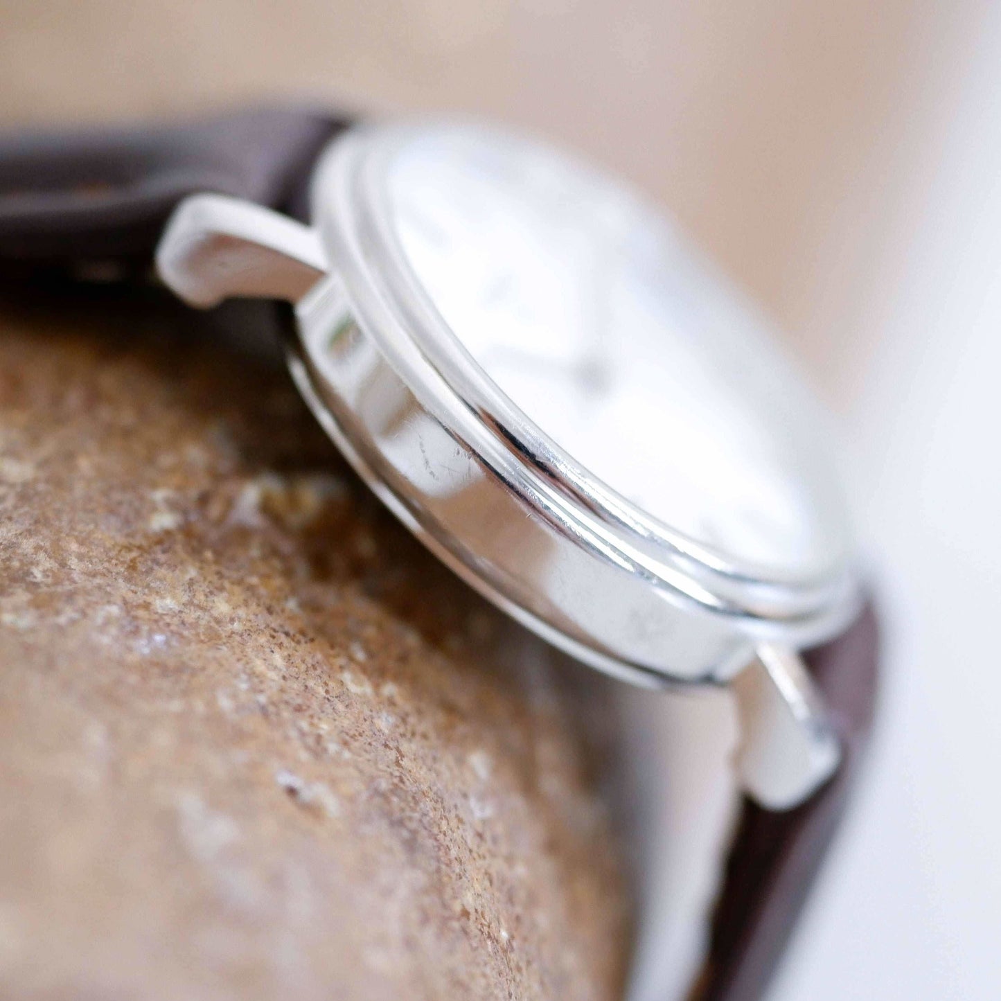Tissot Vintage Ladies Watch: 90s Elegant Classic Design with Sunburst Dial, Side View Left