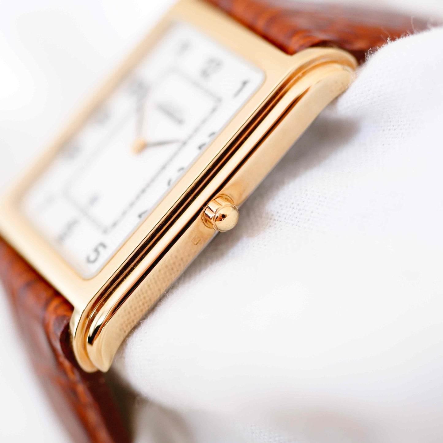 Michel Herbelin Watch: Vintage Ladies 90s Golden White Guilloche Dial - NOS
