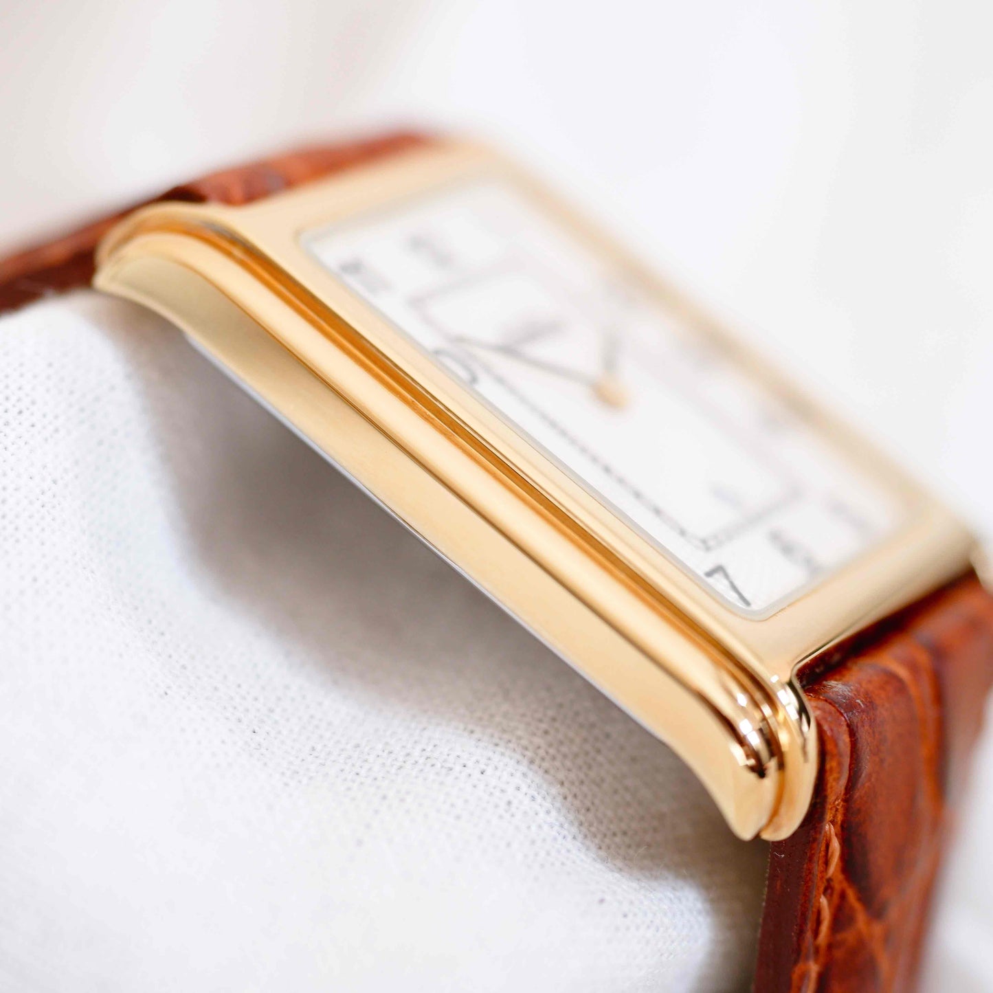 Michel Herbelin Watch: Vintage Ladies 90s Golden White Guilloche Dial - NOS