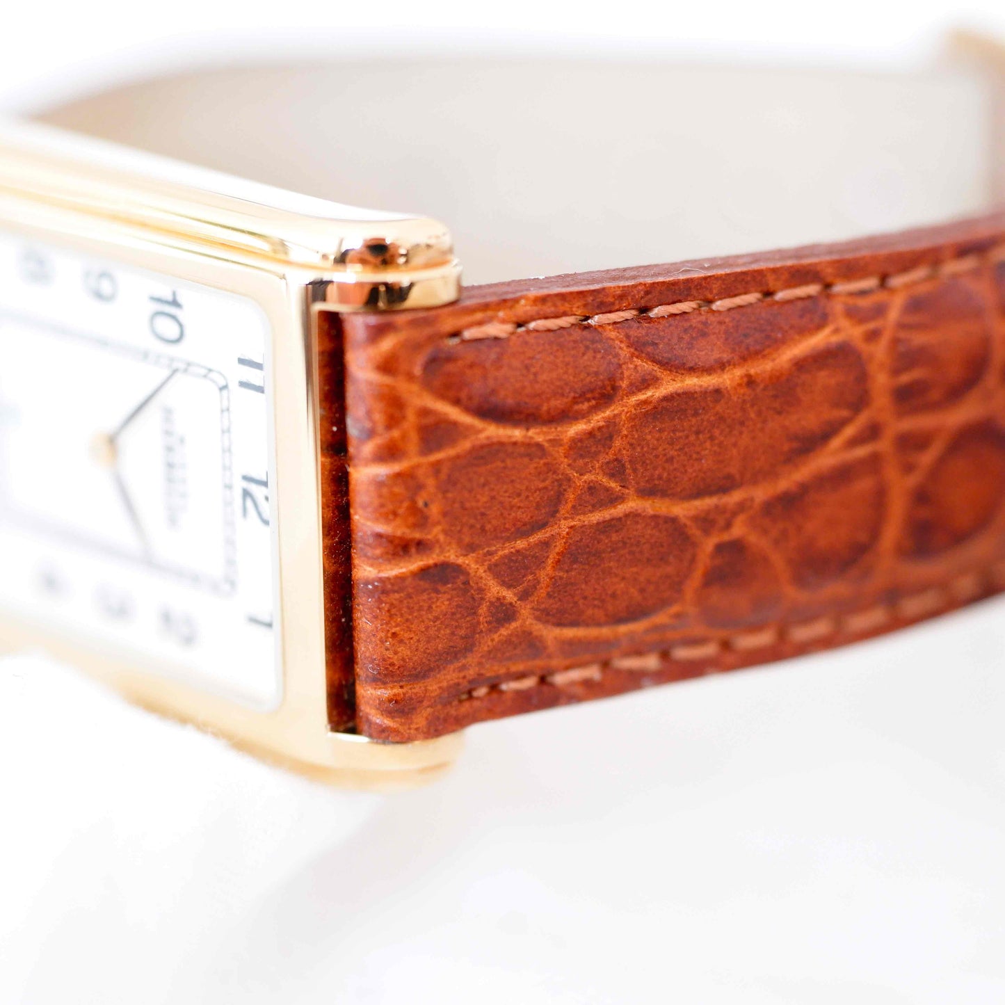 Michel Herbelin Watch: Vintage Ladies 90s Golden White Guilloche Dial - NOS