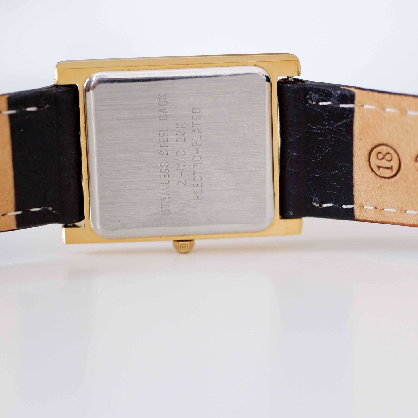 Norton Vintage Ladies Watch: 90s Golden Elegant Rectangular Style, Back Side