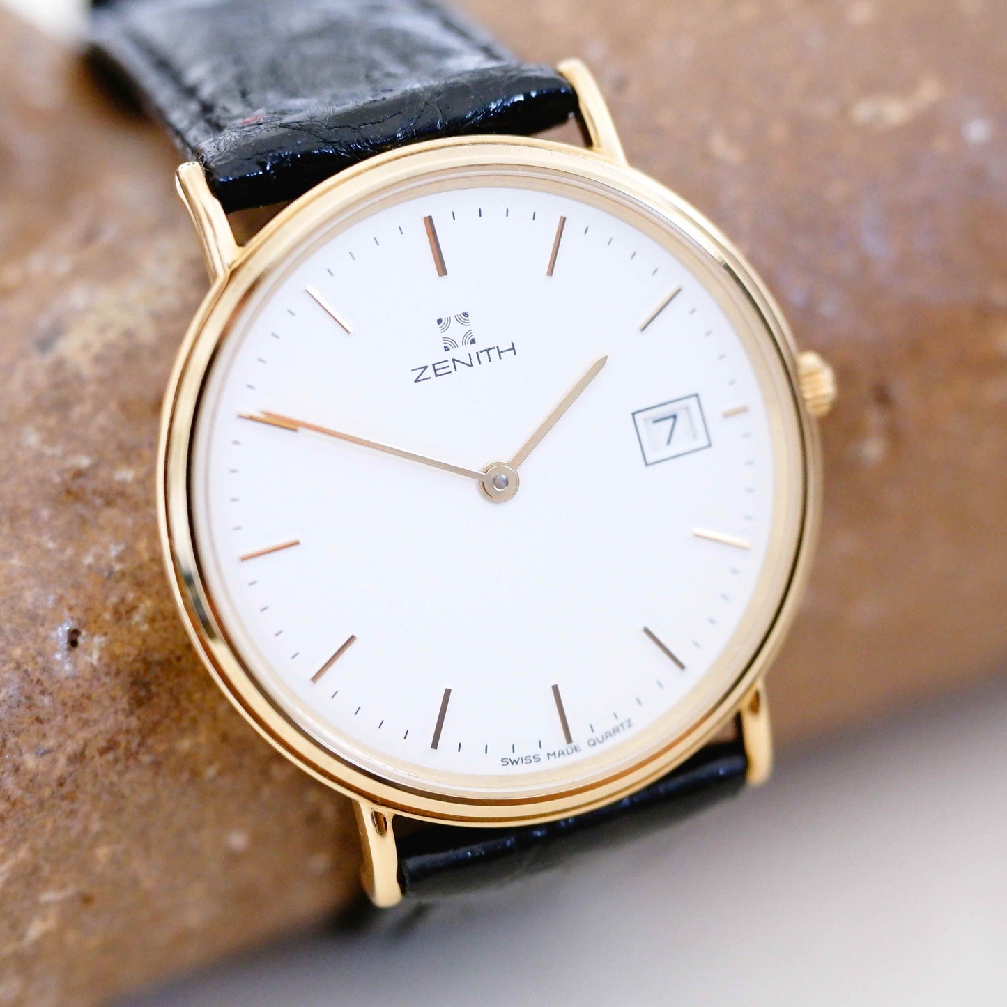 Zenith Vintage Watch: Ladies 90s Gold with White Dial Two Hands - New Old Stock