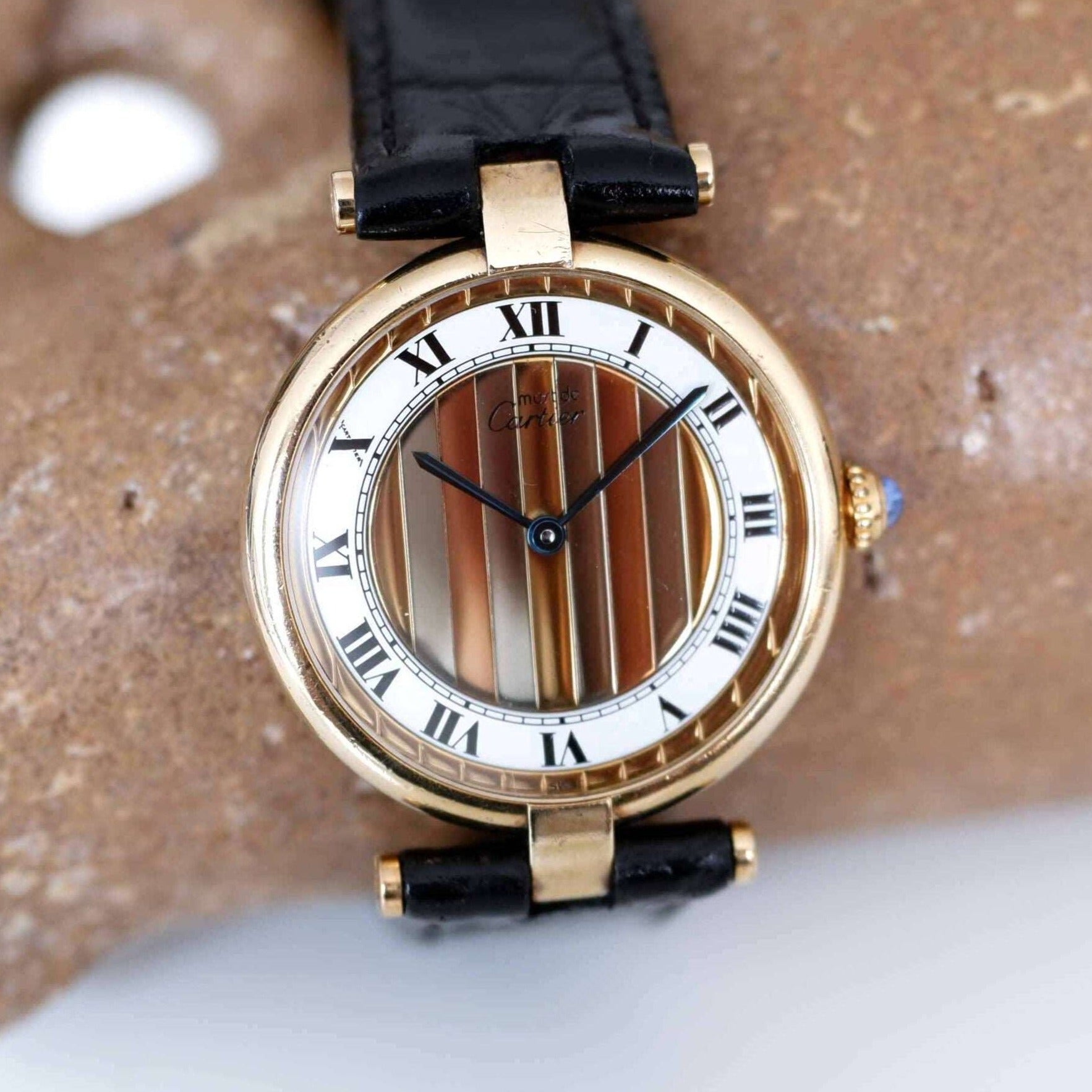 Cartier Vermeil Ronde Trinity Vintage Ladies Watch with Roman Numerals