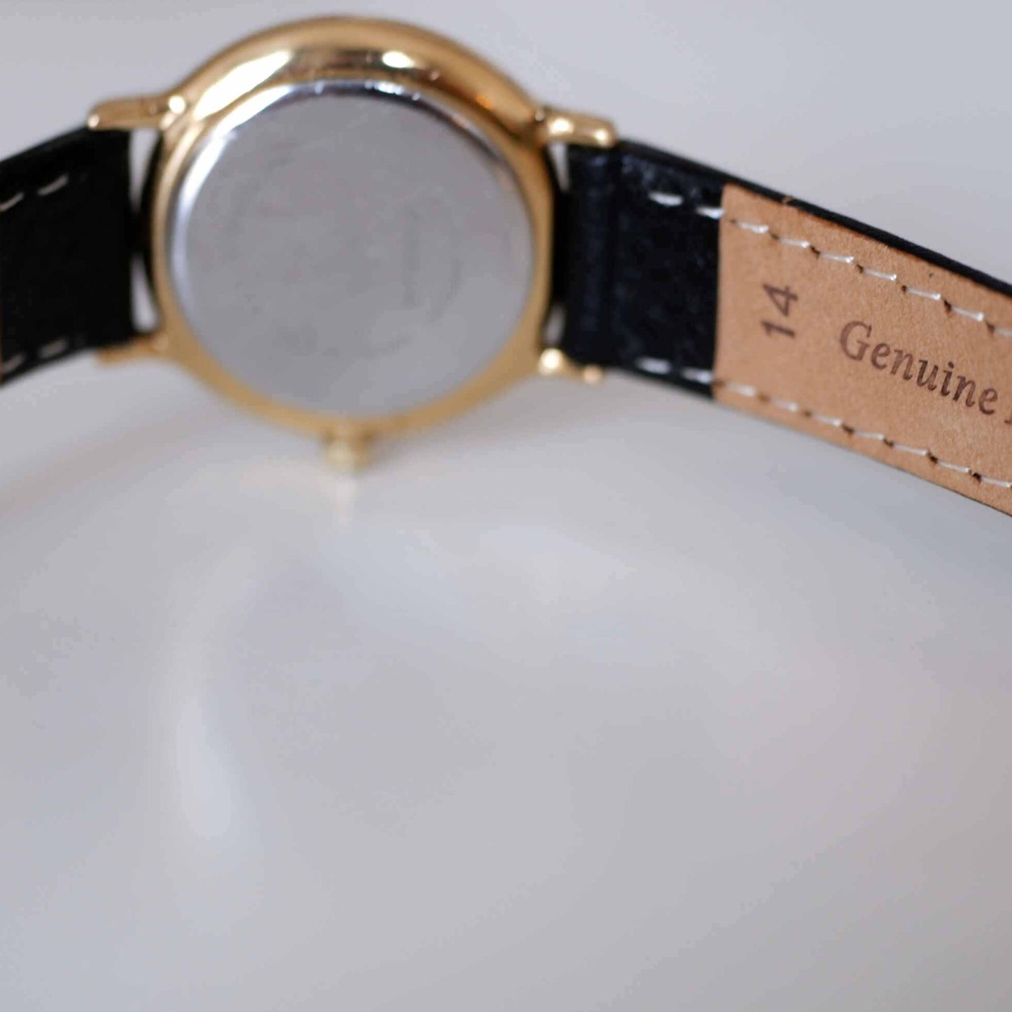 Certina Vintage Ladies Watch: 90s Gold, Black Dial and Roman Numerals | Back Side