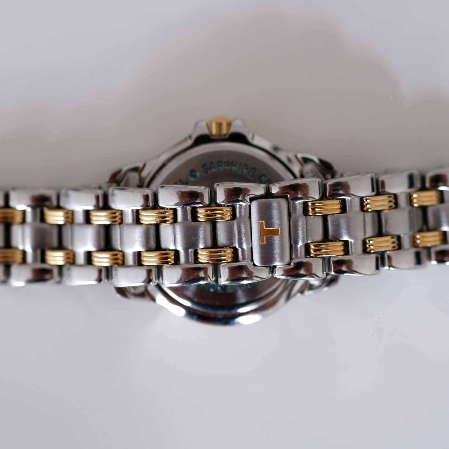 Tissot Vintage Ladies Watch: 2000s Two Tone Iconic with Blue Diamont-Set Dial | Back Side