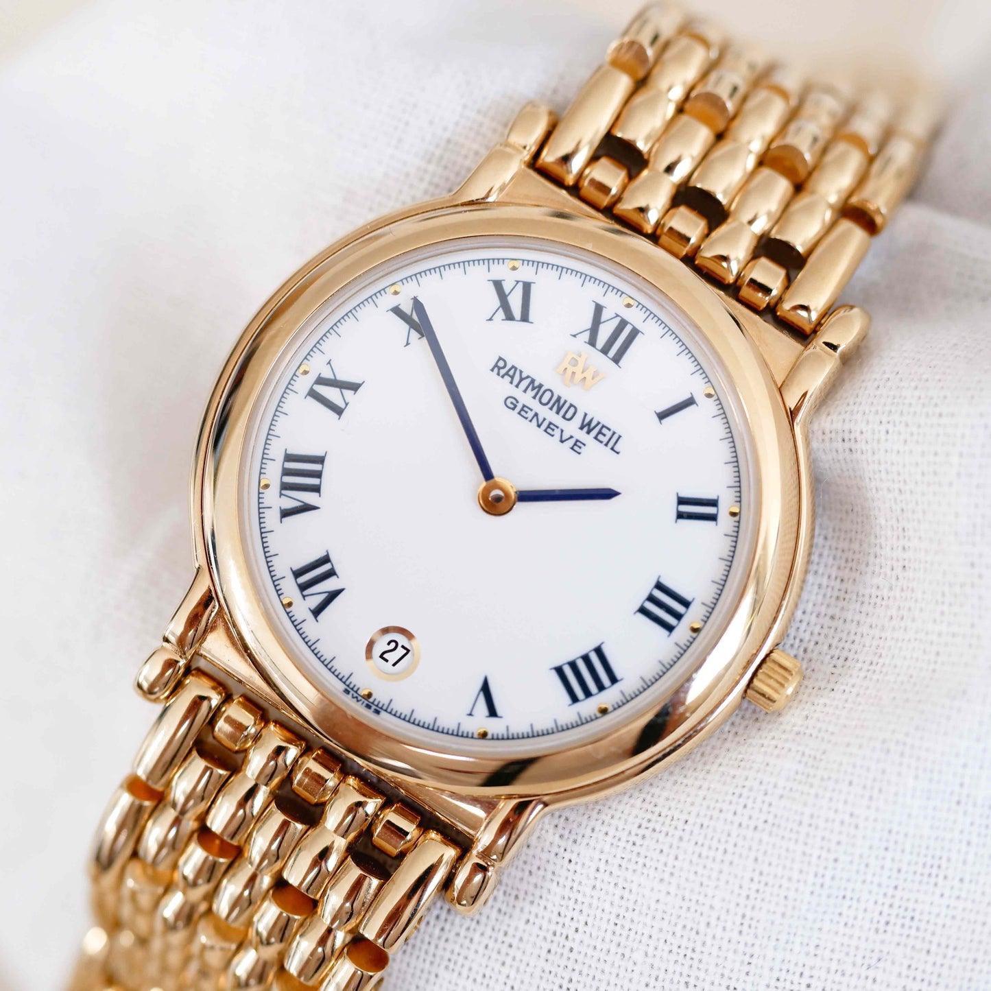 Raymond Weil Watch: Vintage Ladies 90s Gold with Roman Numerals - New Old Stock (NOS)