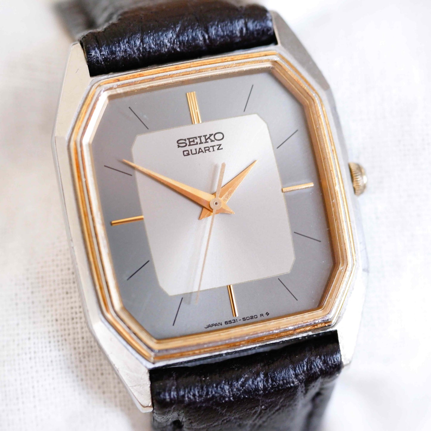 Seiko Vintage Watch: Ladies 90s Gold Two-Tone Elegant Rectangular Style