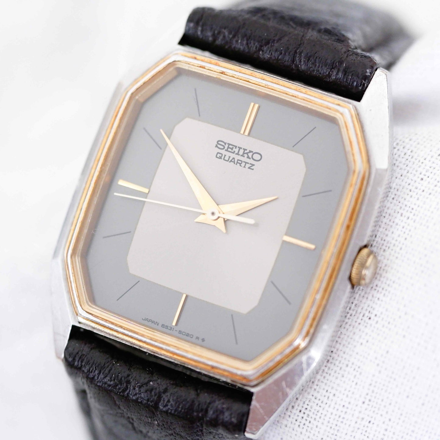 Seiko Vintage Watch: Ladies 90s Gold Two-Tone Elegant Rectangular Style