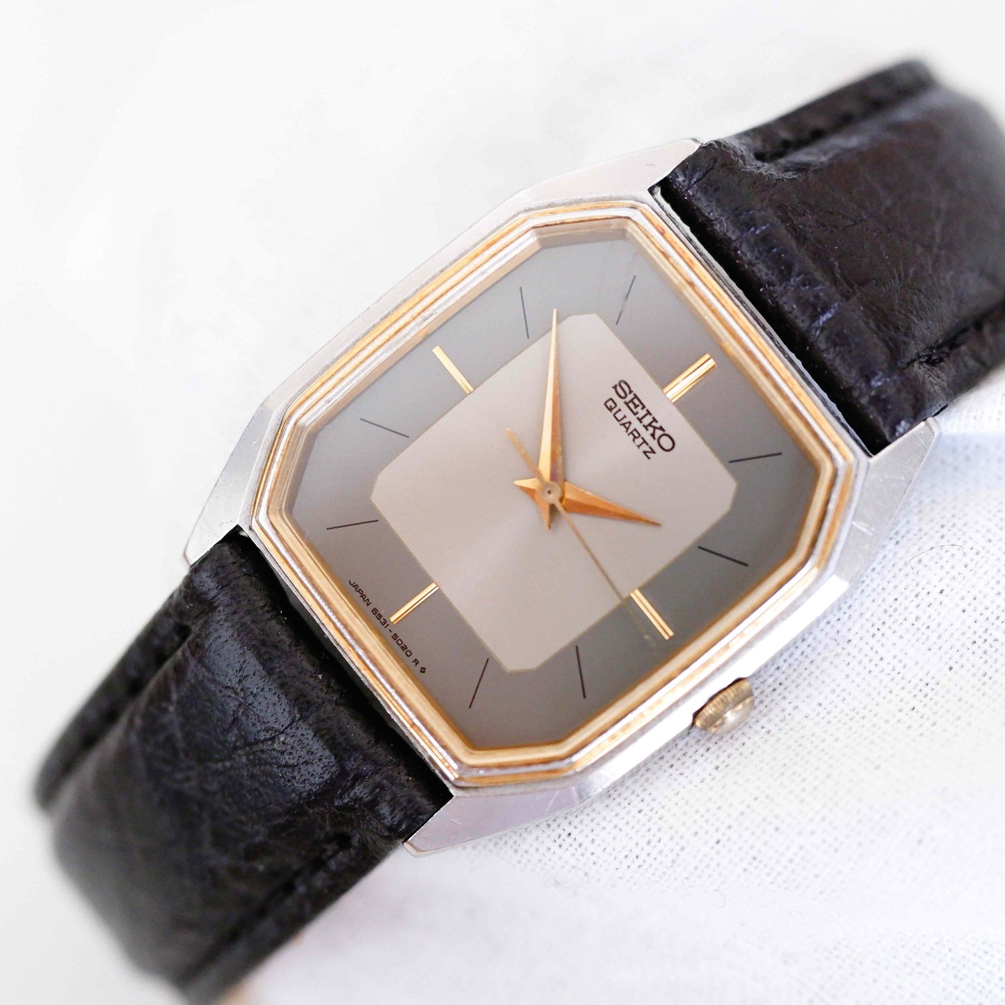 Seiko Vintage Watch: Ladies 90s Gold Two-Tone Elegant Rectangular Style