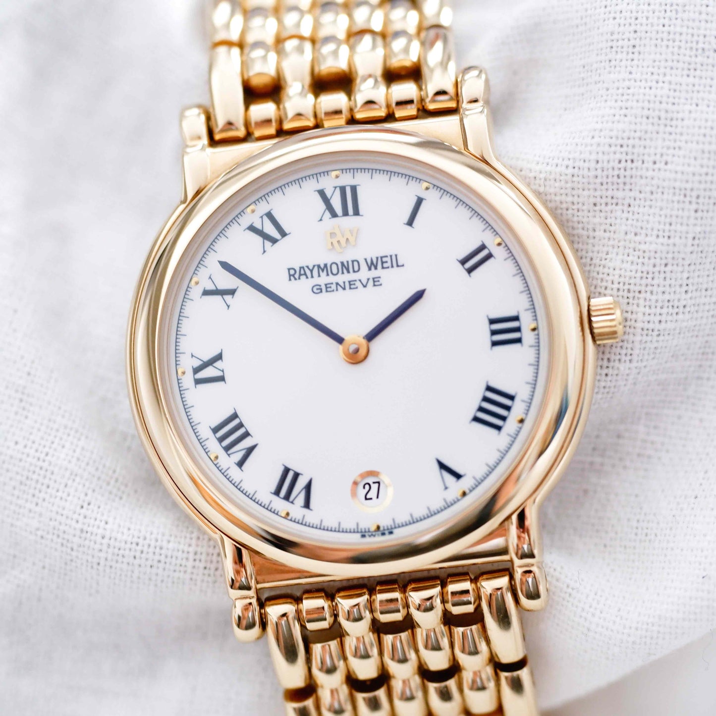 Raymond Weil Watch: Vintage Ladies 90s Gold with Roman Numerals - New Old Stock (NOS)