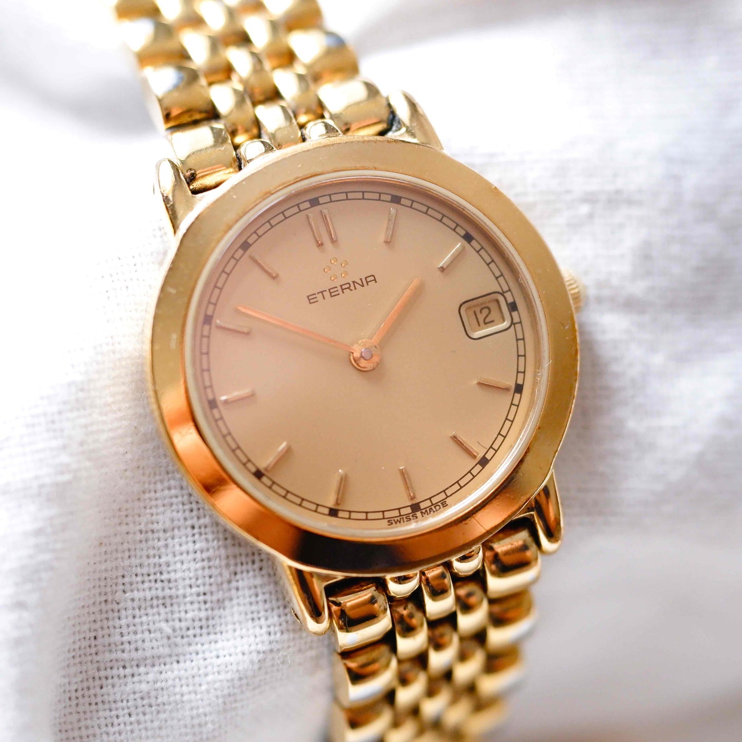 Eterna Vintage Watch: Ladies 90s Golden Iconic with Champaign Dial