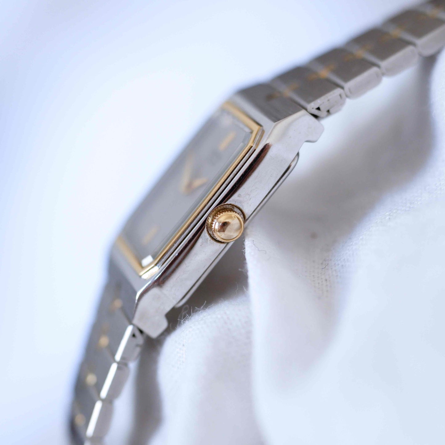 Seiko Dainty Cocktail Watch: Ladies Vintage 80s Two-Tone Gray and Gold Dial NOS