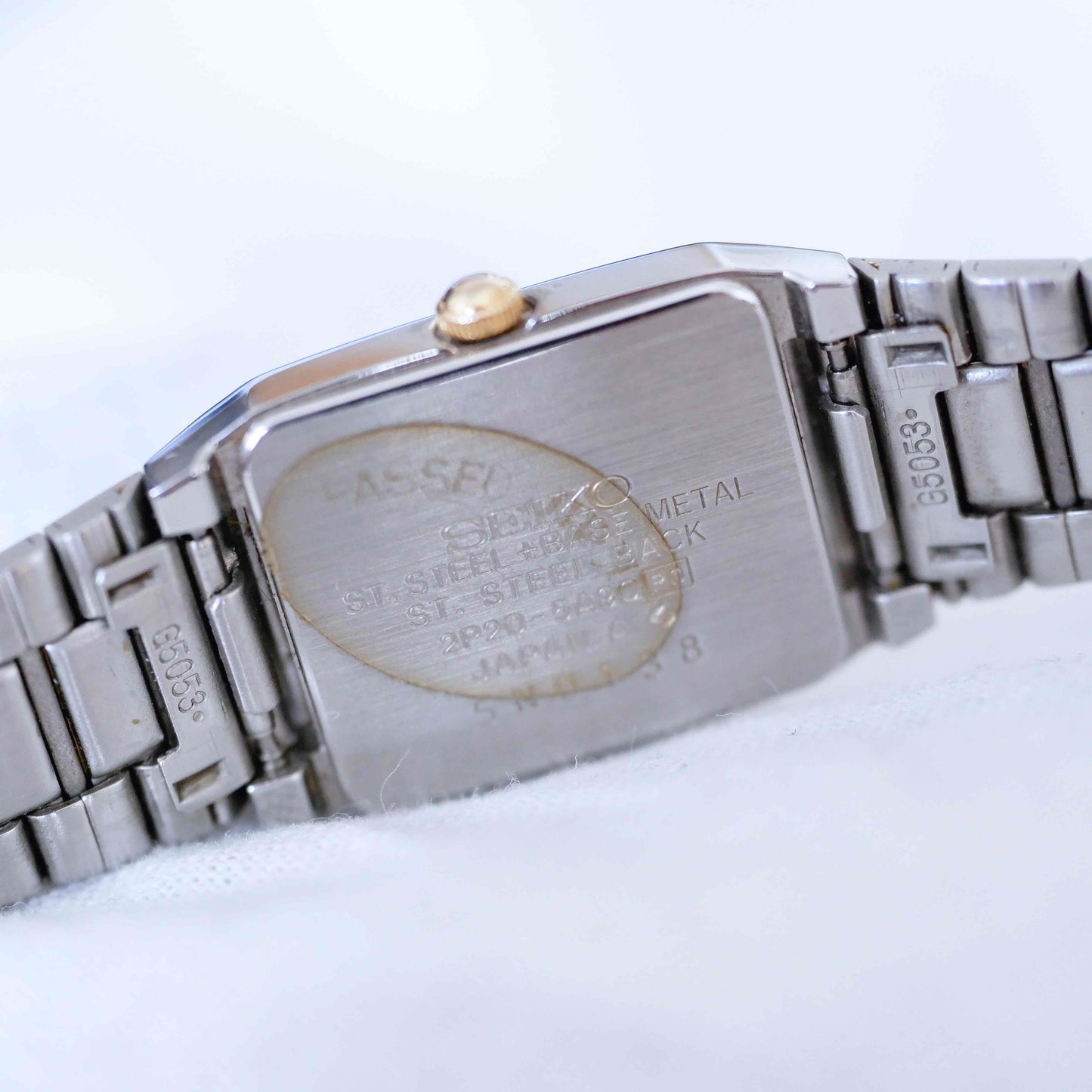 Seiko Dainty Cocktail Watch: Ladies Vintage 80s Two-Tone Gray and Gold Dial NOS