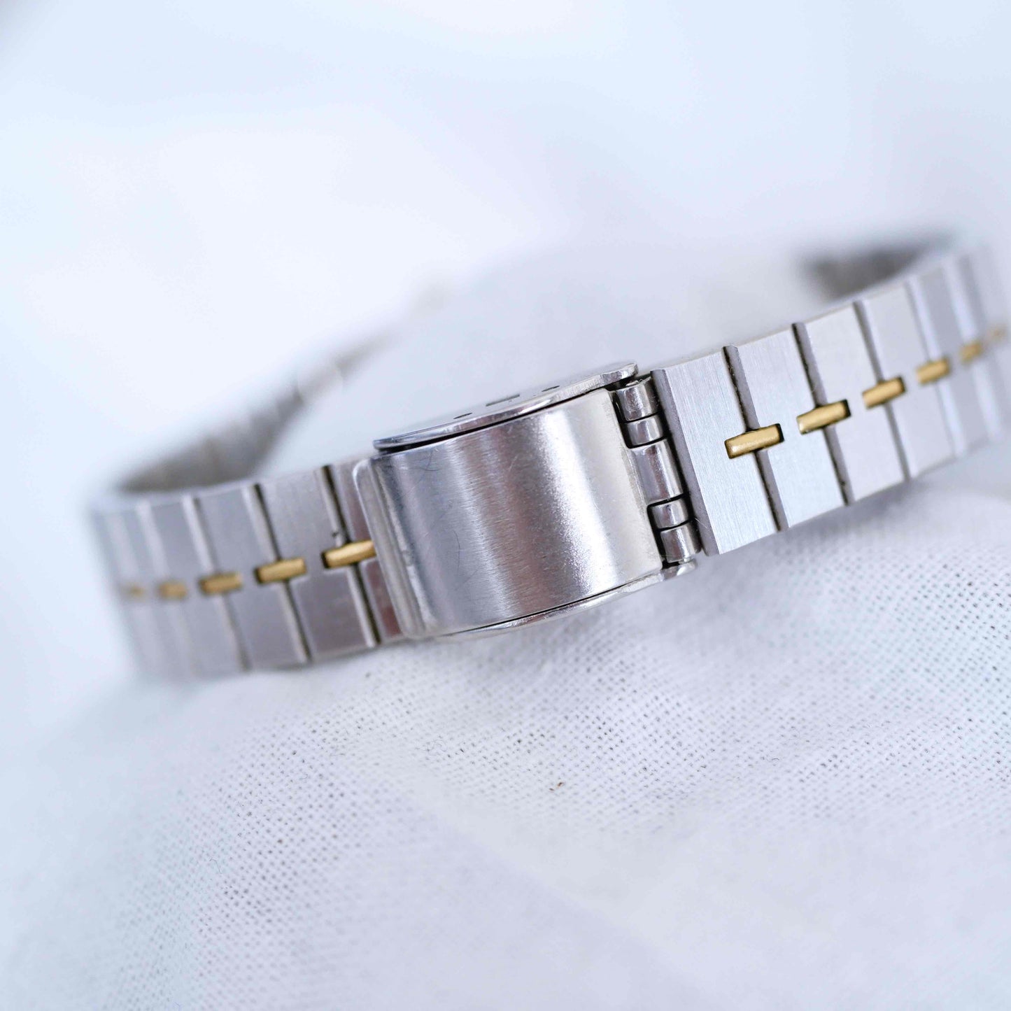 Seiko Dainty Cocktail Watch: Ladies Vintage 80s Two-Tone Gray and Gold Dial NOS