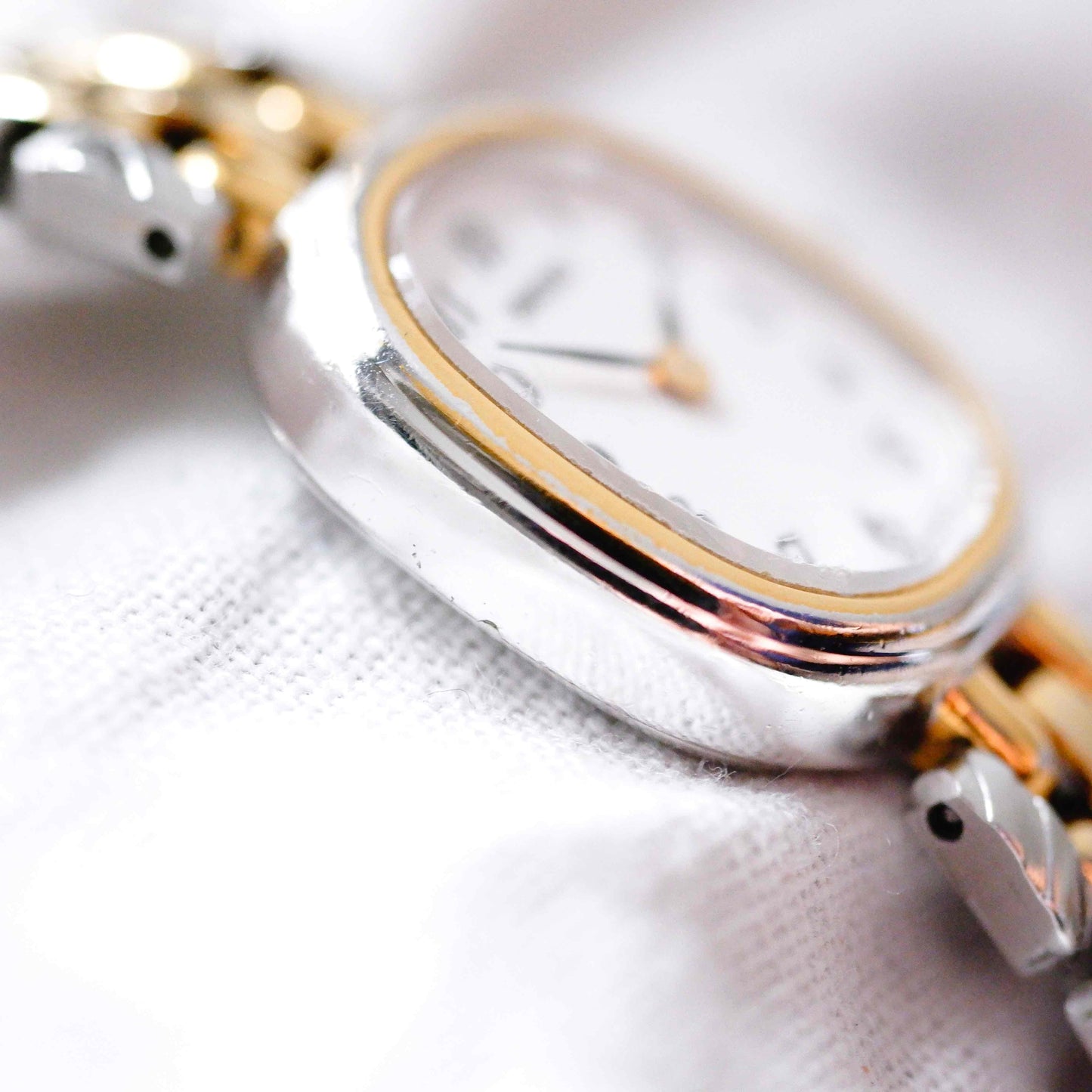 Seiko Dainty Cocktail Watch: Ladies Vintage 90s Two-Tone Gold Classic Dial
