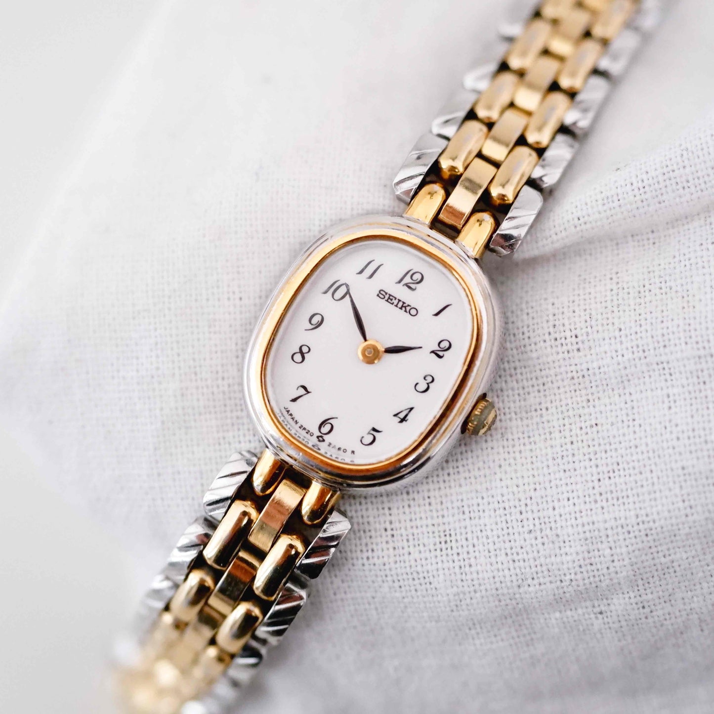 Seiko Dainty Cocktail Watch: Ladies Vintage 90s Two-Tone Gold Classic Dial