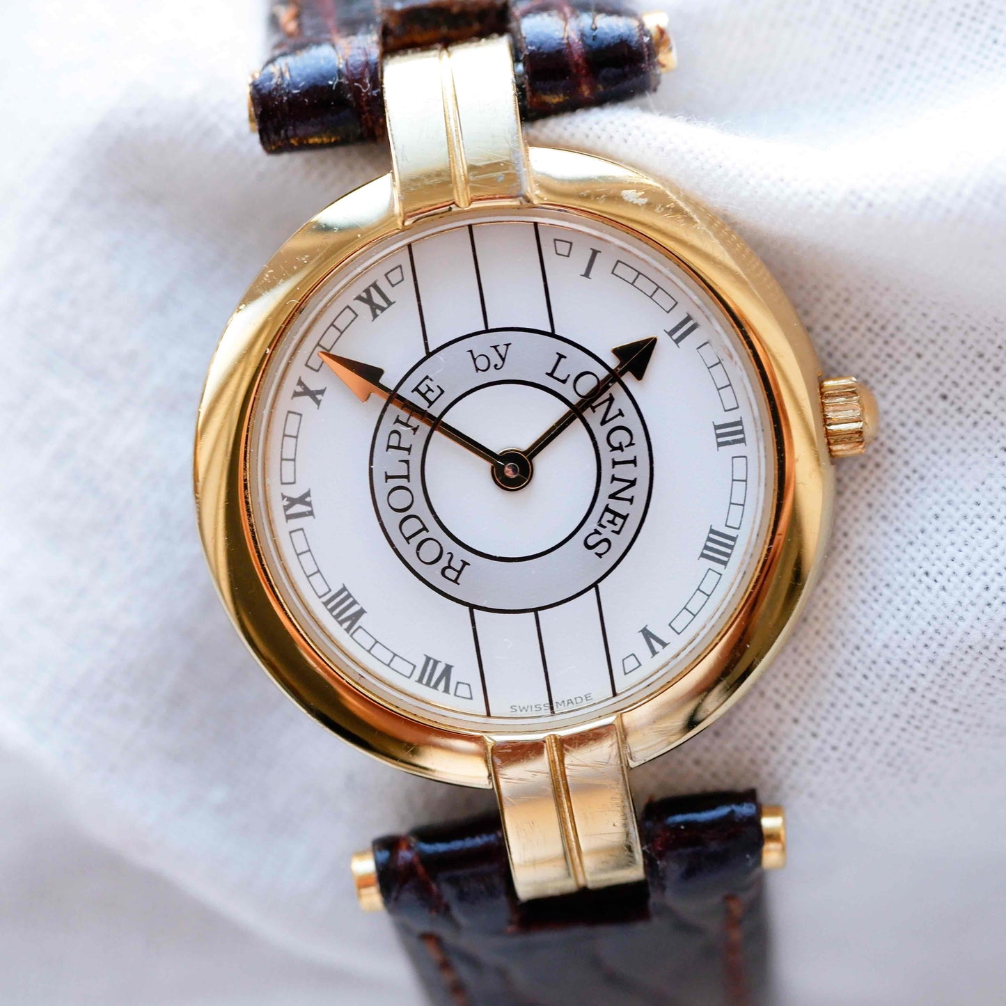 Longines Rodolphe Watch: Vintage Ladies 90s Gold and Roman Numerals