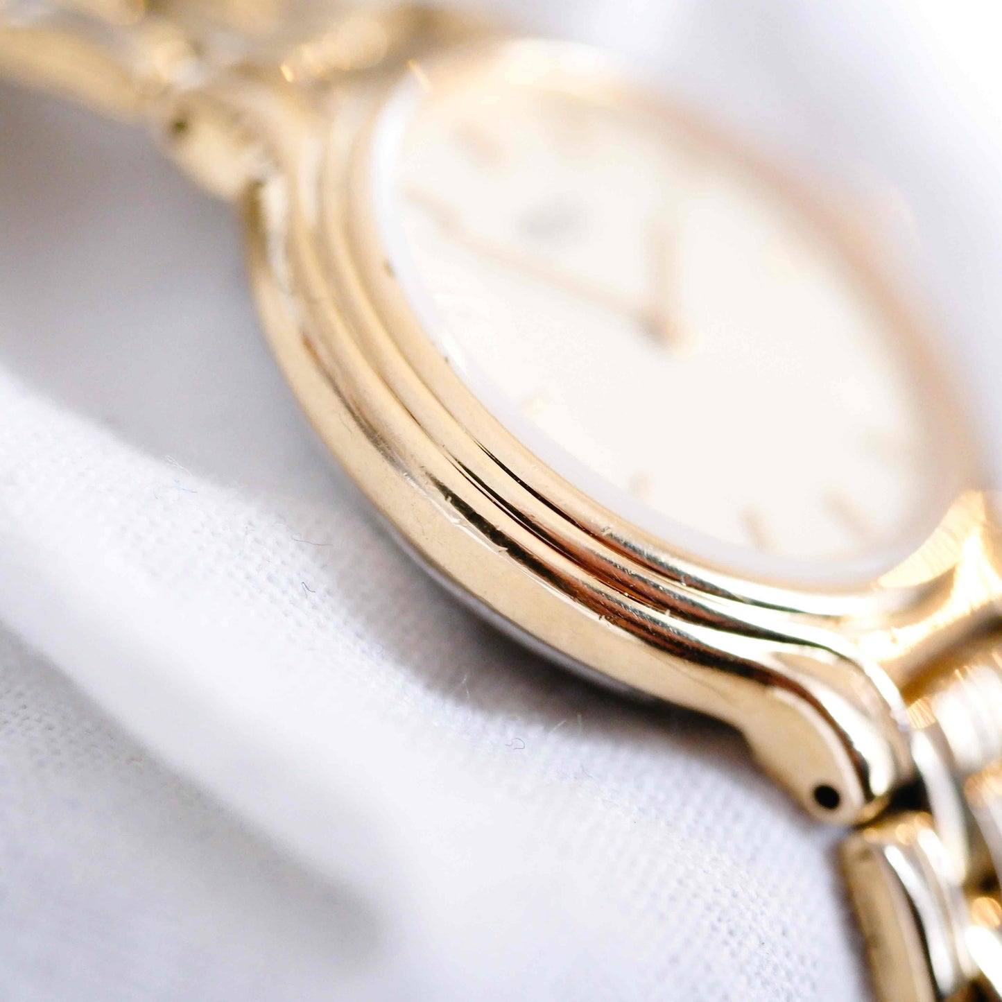Seiko Cocktail Watch: Ladies Vintage 90s Gold Waffle Dial