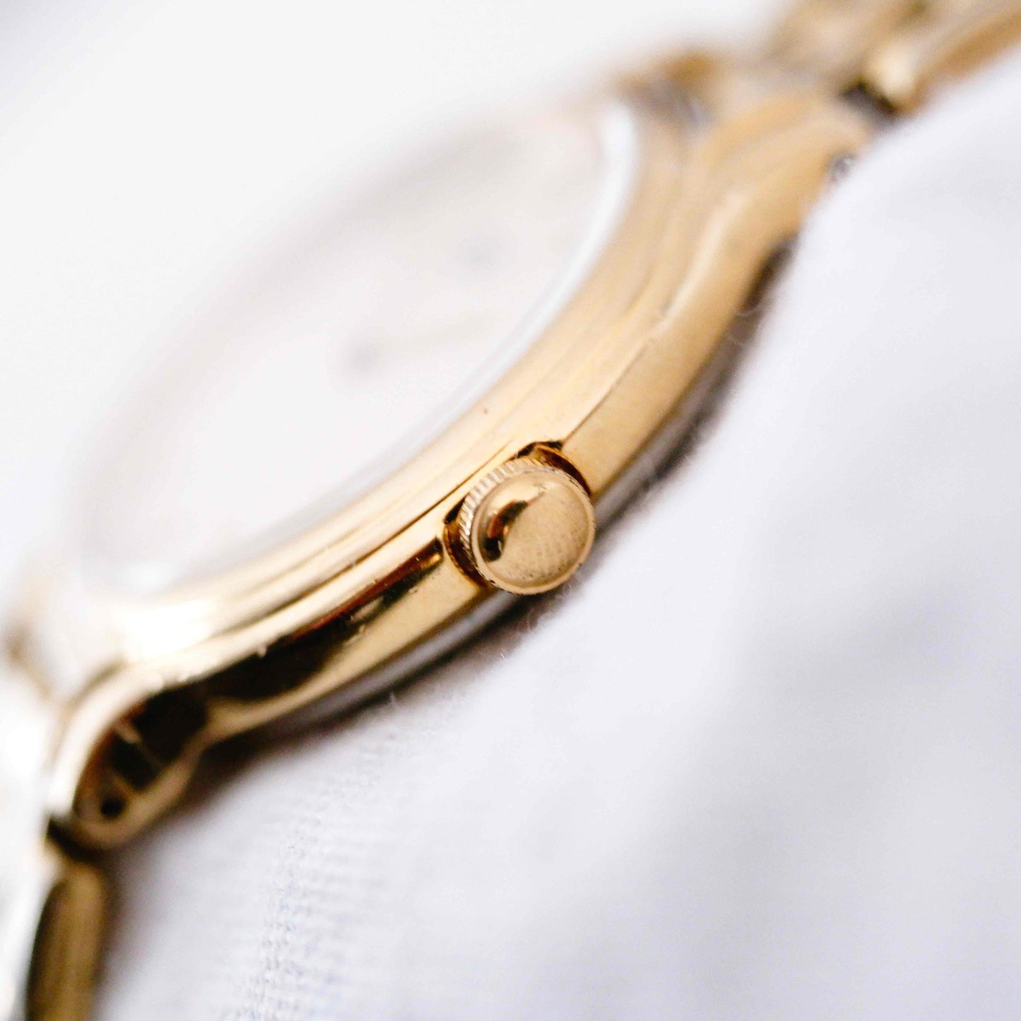 Seiko Cocktail Watch: Ladies Vintage 90s Gold Waffle Dial