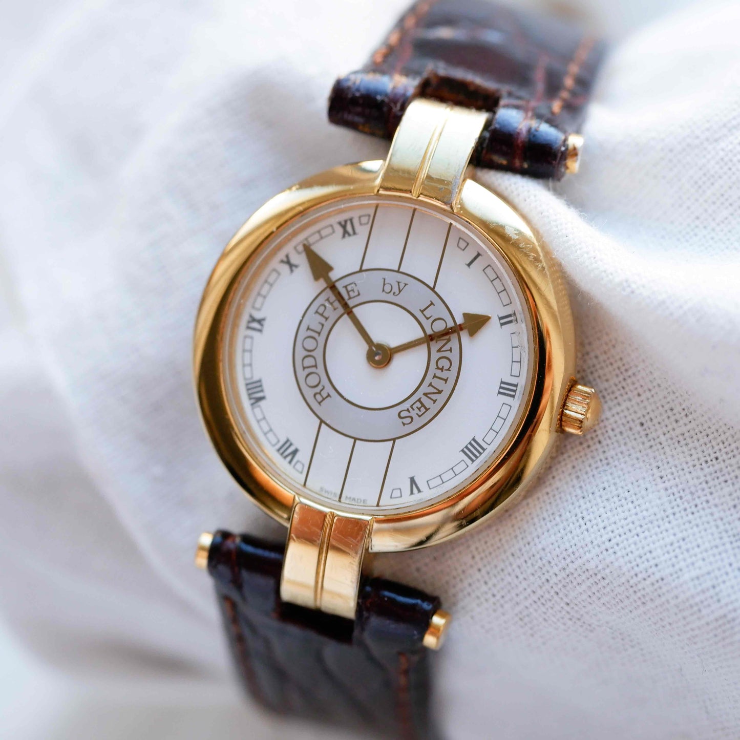 Longines Rodolphe Watch: Vintage Ladies 90s Gold and Roman Numerals