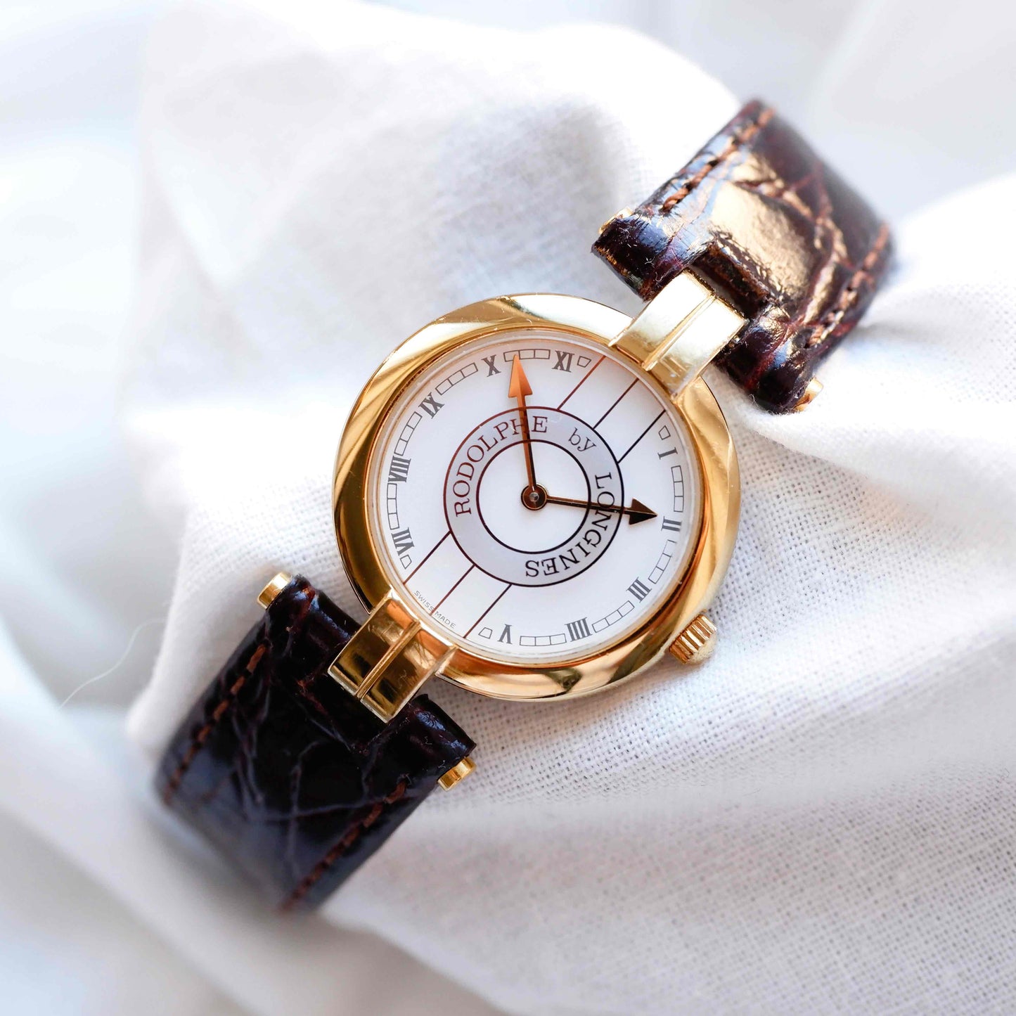 Longines Rodolphe Watch: Vintage Ladies 90s Gold and Roman Numerals