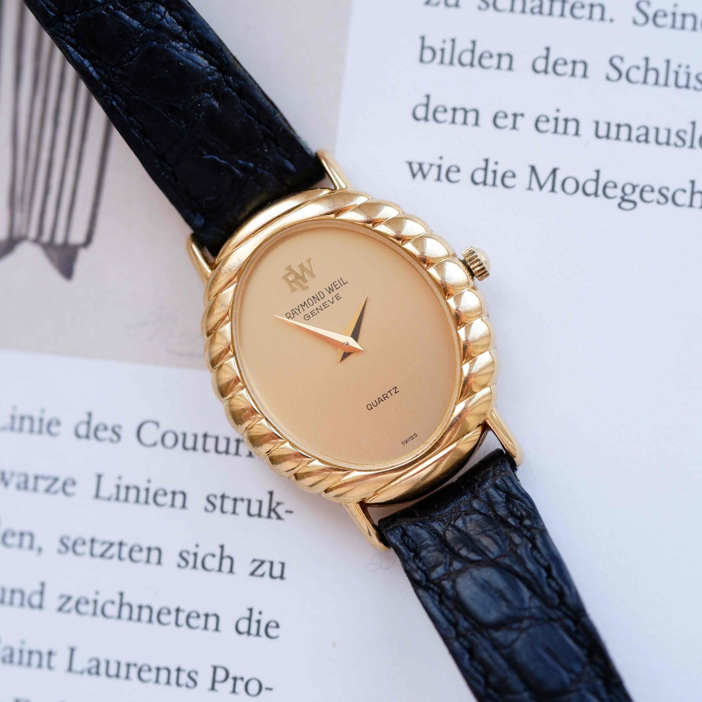 Raymond Weil Watch: Vintage Ladies Watch 70s Golden Champagne Dial