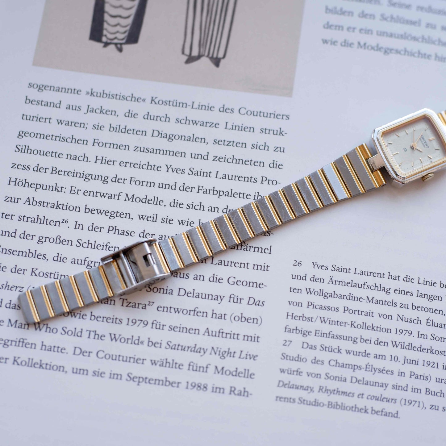 Orient Vintage Watch: 80s Ladies Golden Two Tone Rectangular Style