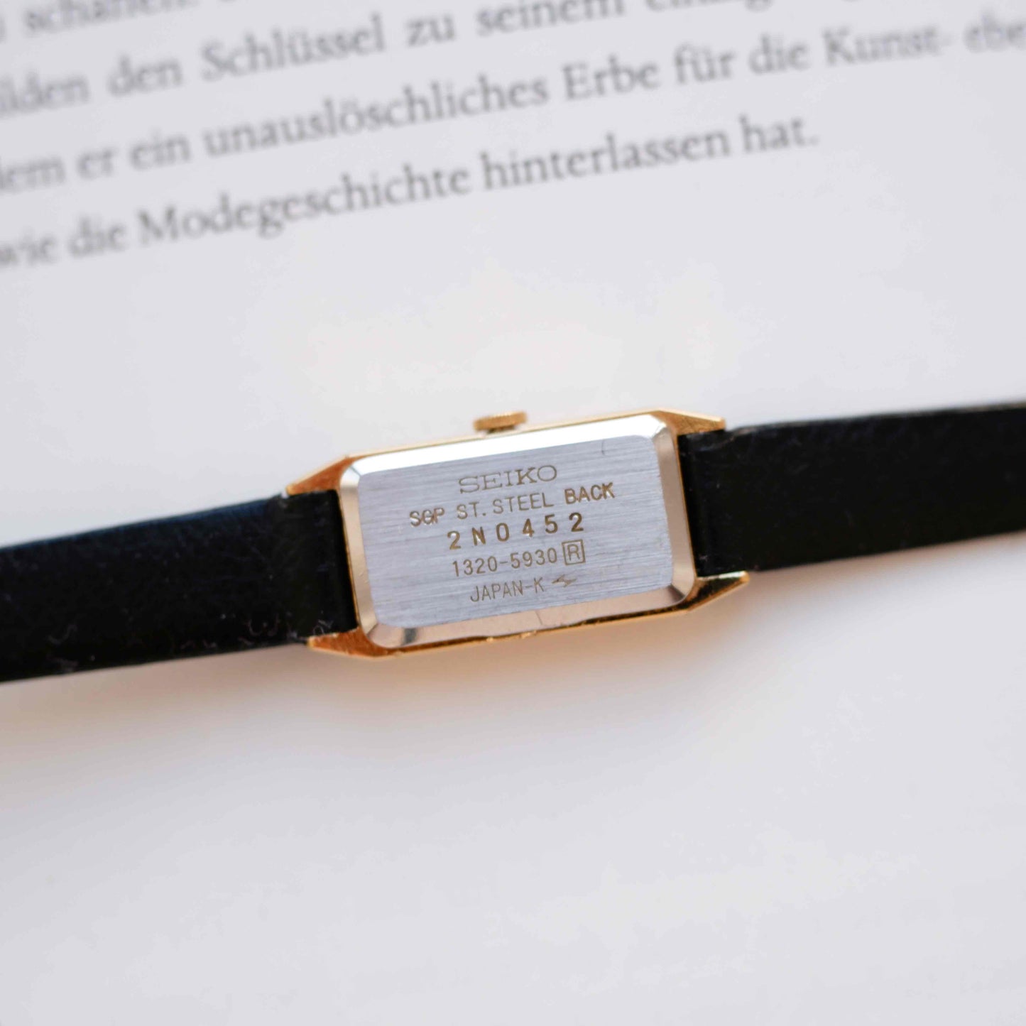 Seiko Vintage Watch: Ladies 80s Gold Rectangular with Champagne Dial
