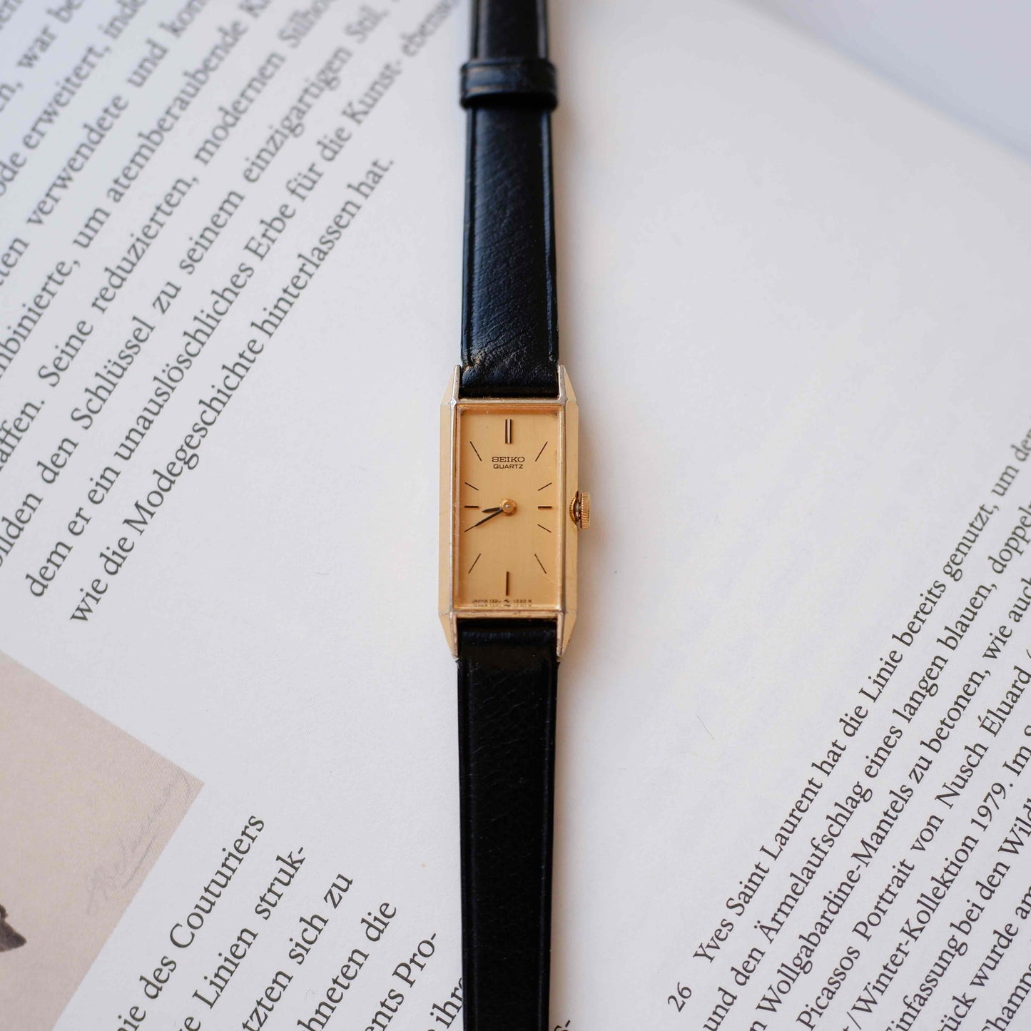 Seiko Vintage Watch: Ladies 80s Gold Rectangular with Champagne Dial