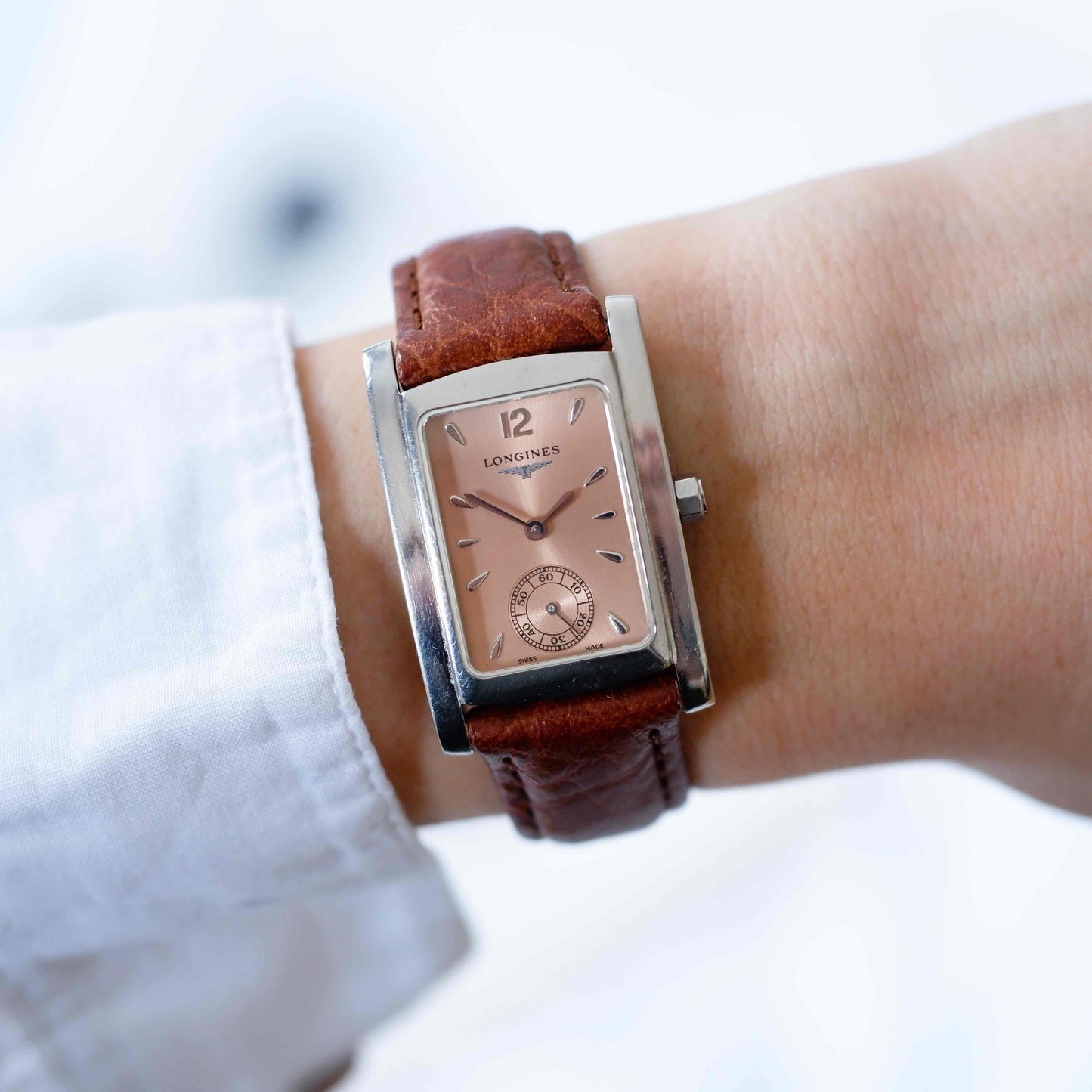 Longines Tank Dolce Vita: Vintage Ladies Watch 90s Sunburst Rose Dial