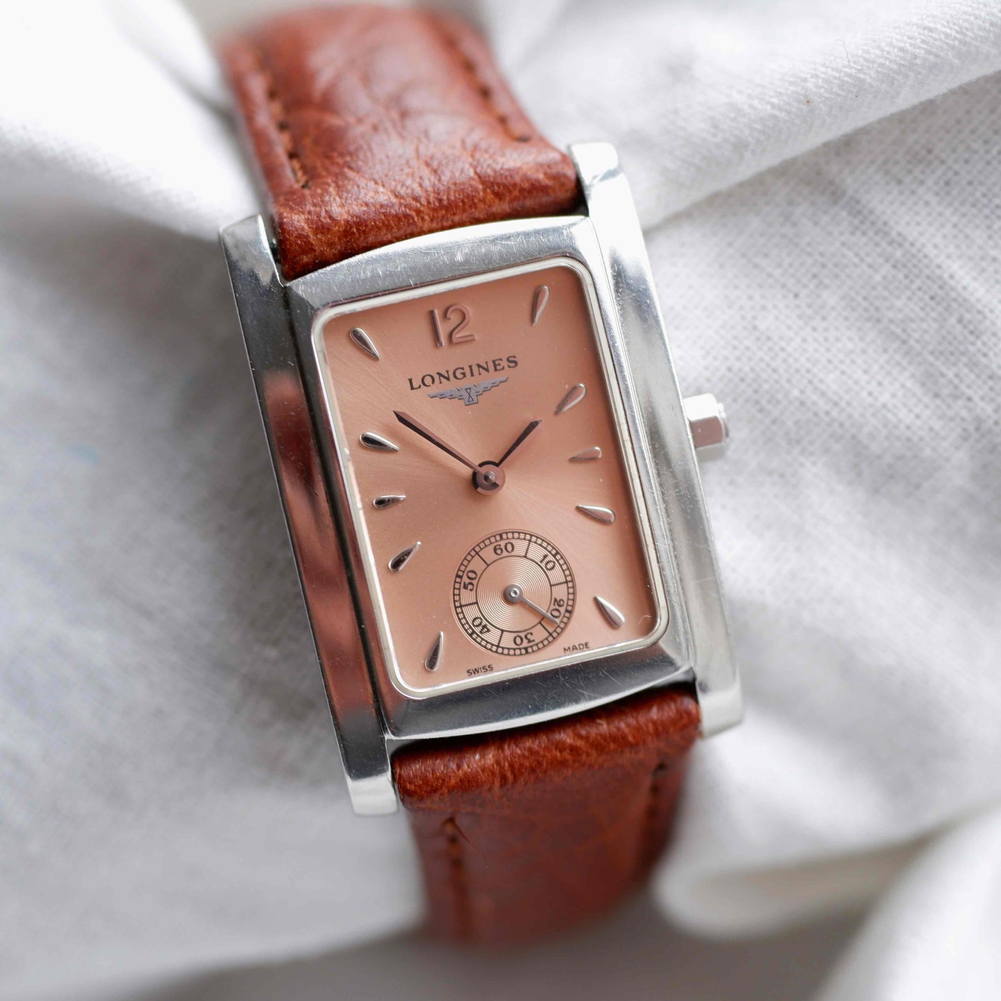 Longines Tank Dolce Vita: Vintage Ladies Watch 90s Sunburst Rose Dial