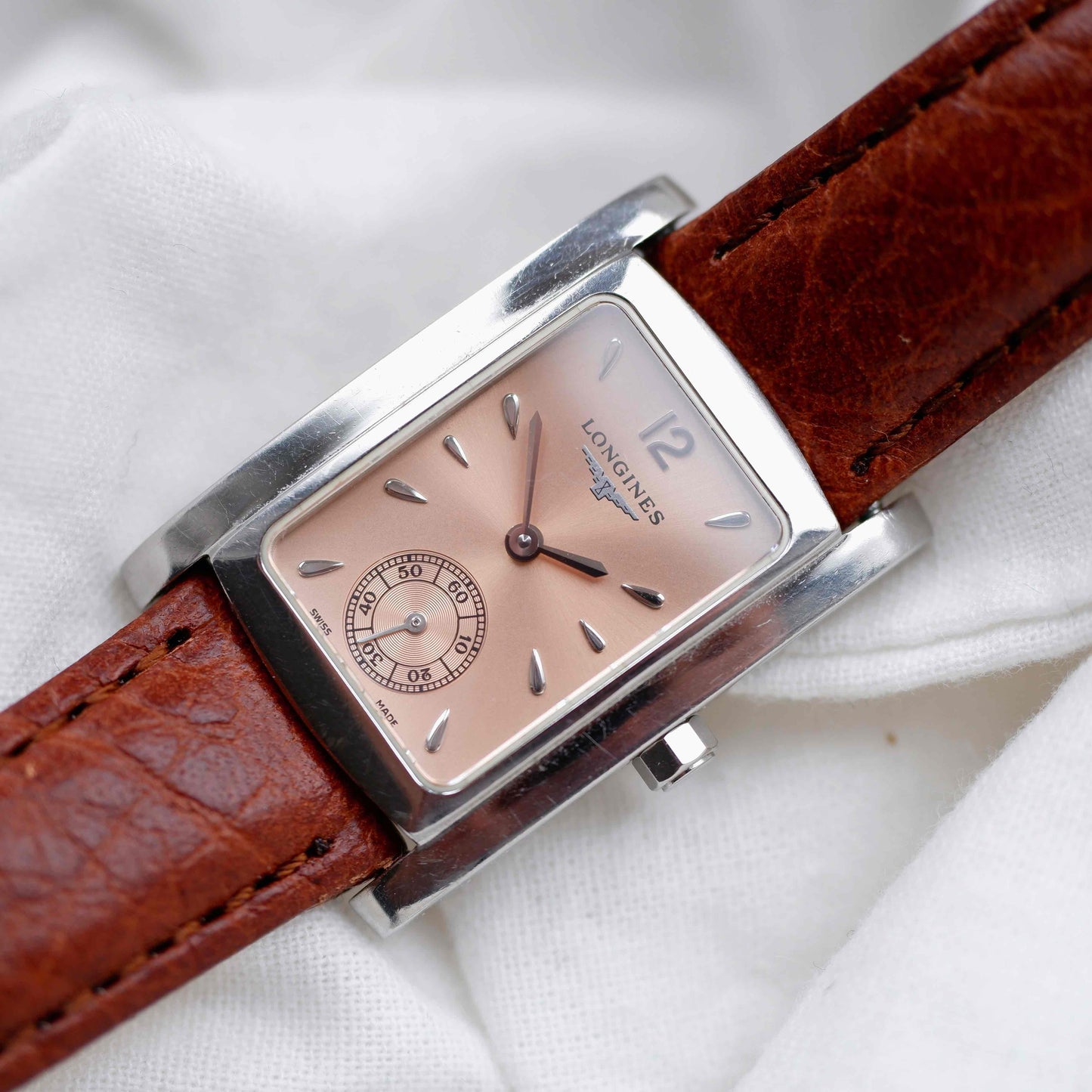 Longines Tank Dolce Vita: Vintage Ladies Watch 90s Sunburst Rose Dial