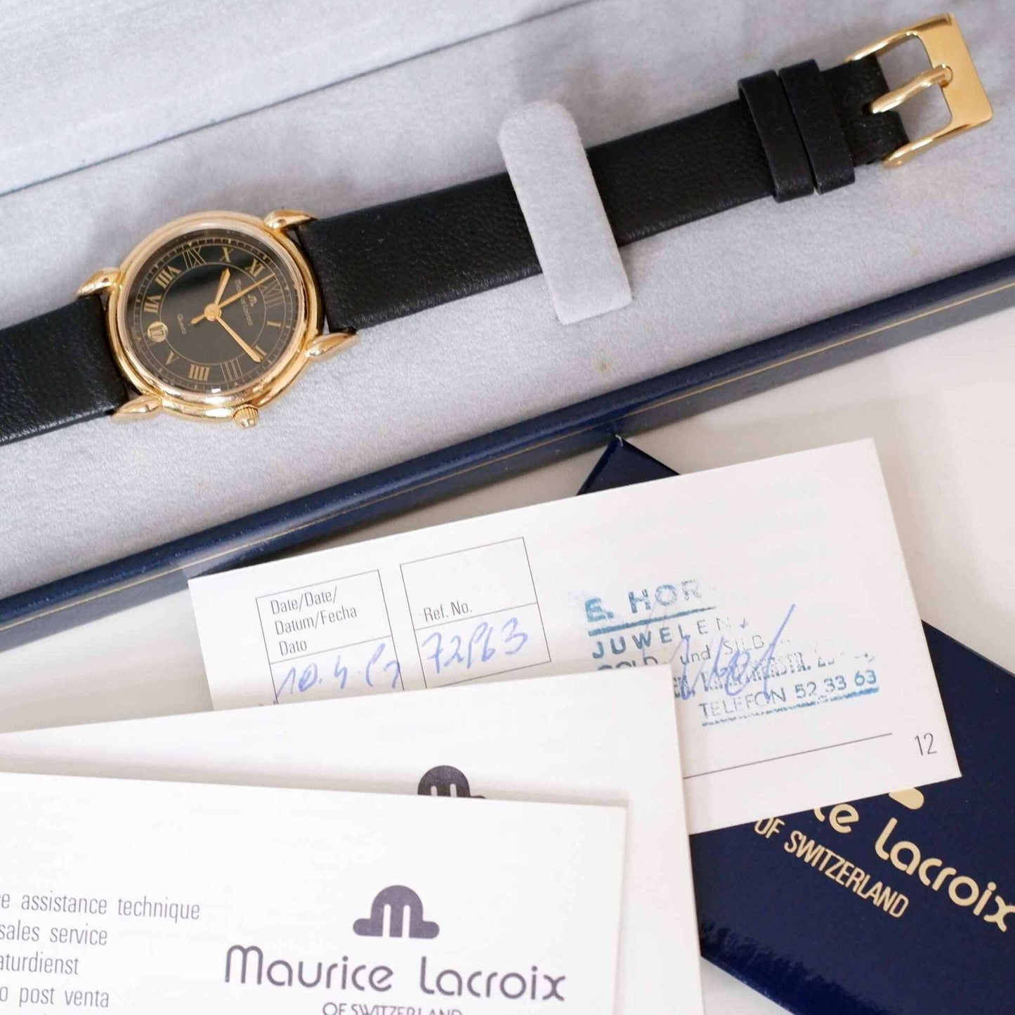 Maurice Lacroix Vintage Ladies Watch: 90s Golden Black with Roman Numerals