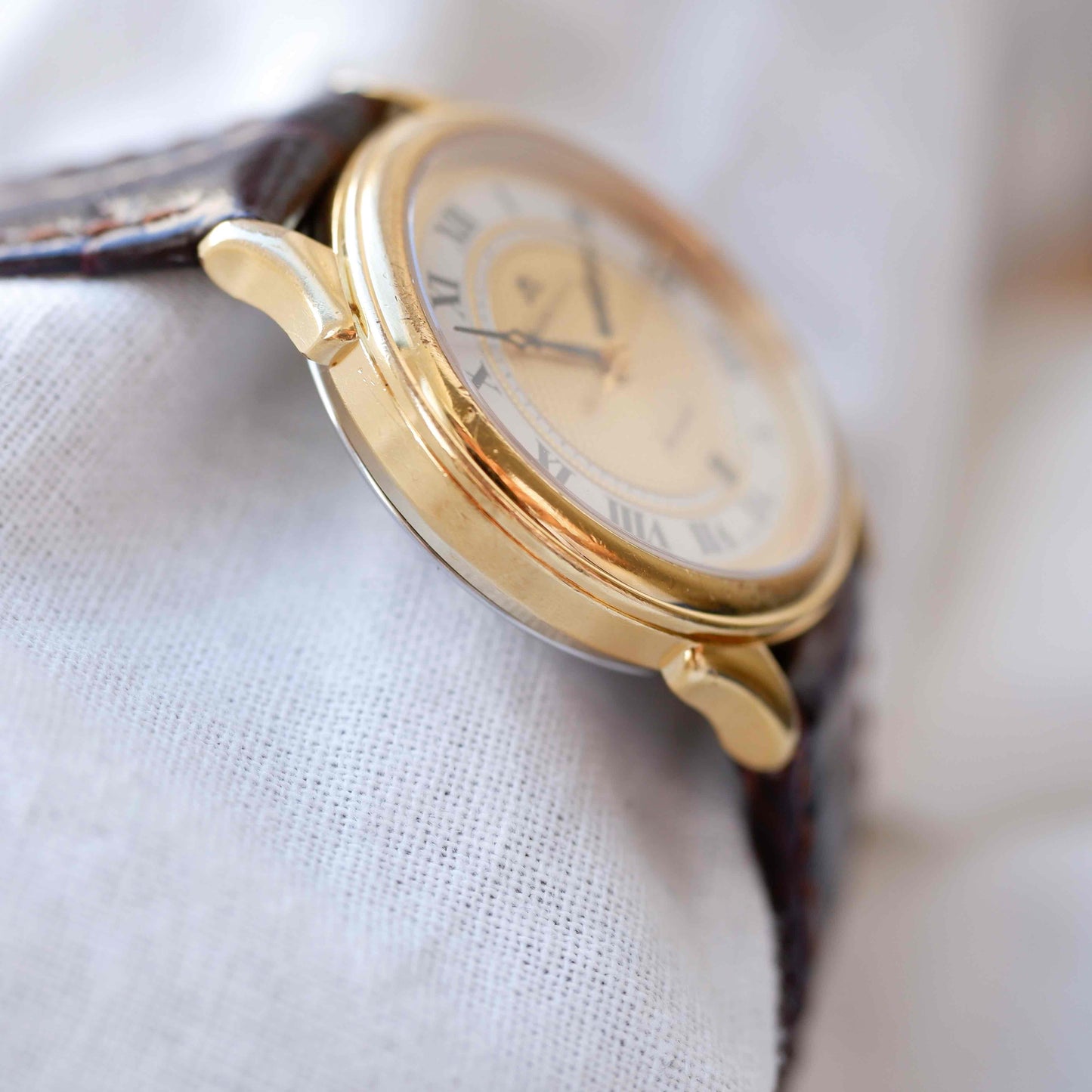 Maurice Lacroix Watch: Vintage Automatic Ladies 90s Gold Guilloche Dial