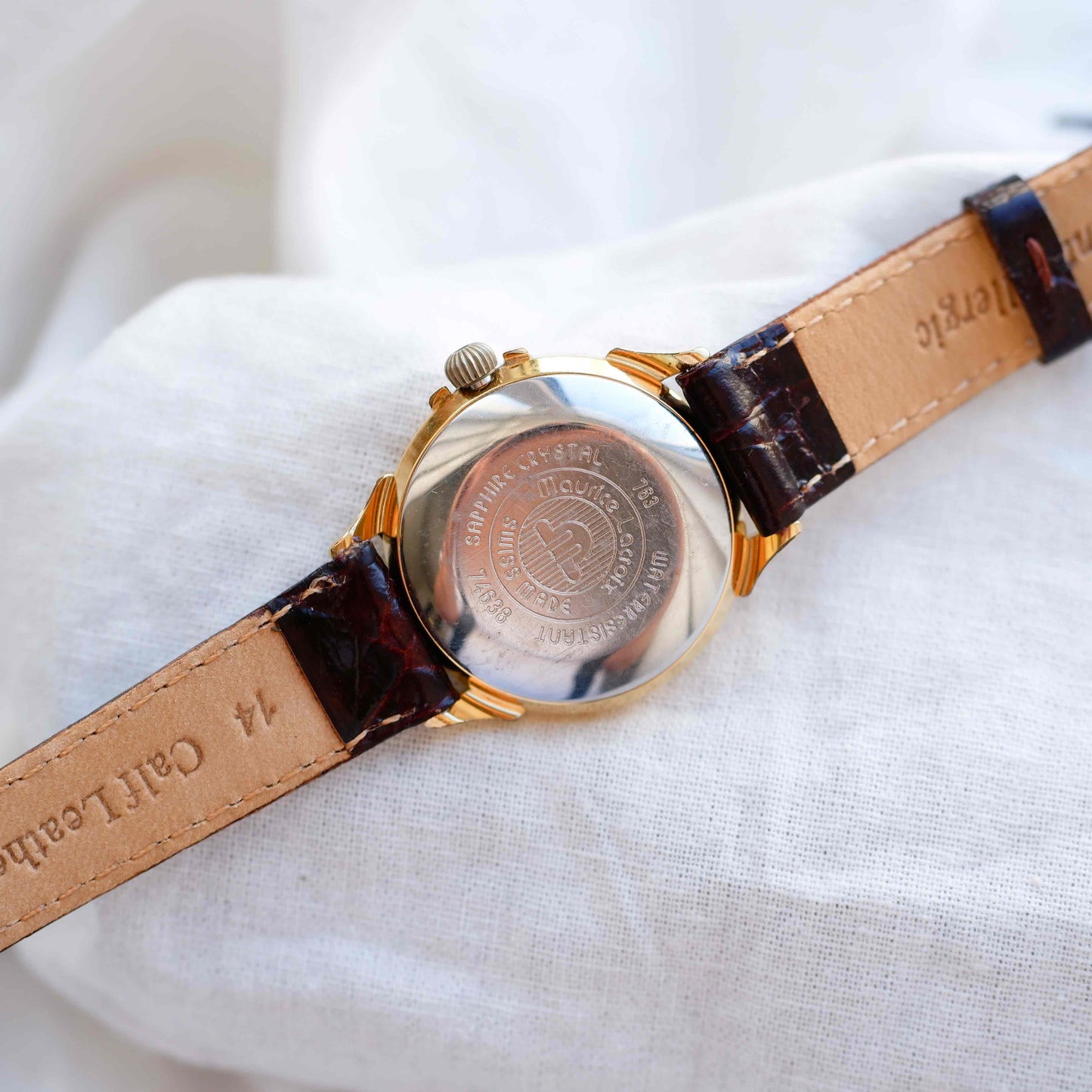 Maurice Lacroix Watch: Vintage Automatic Ladies 90s Gold Guilloche Dial