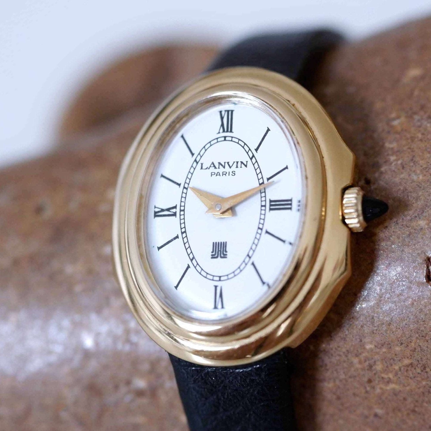 Lanvin Vintage Ladies Watch: 90s Golden, Roman Numerals, White Dial | Slight Right Side