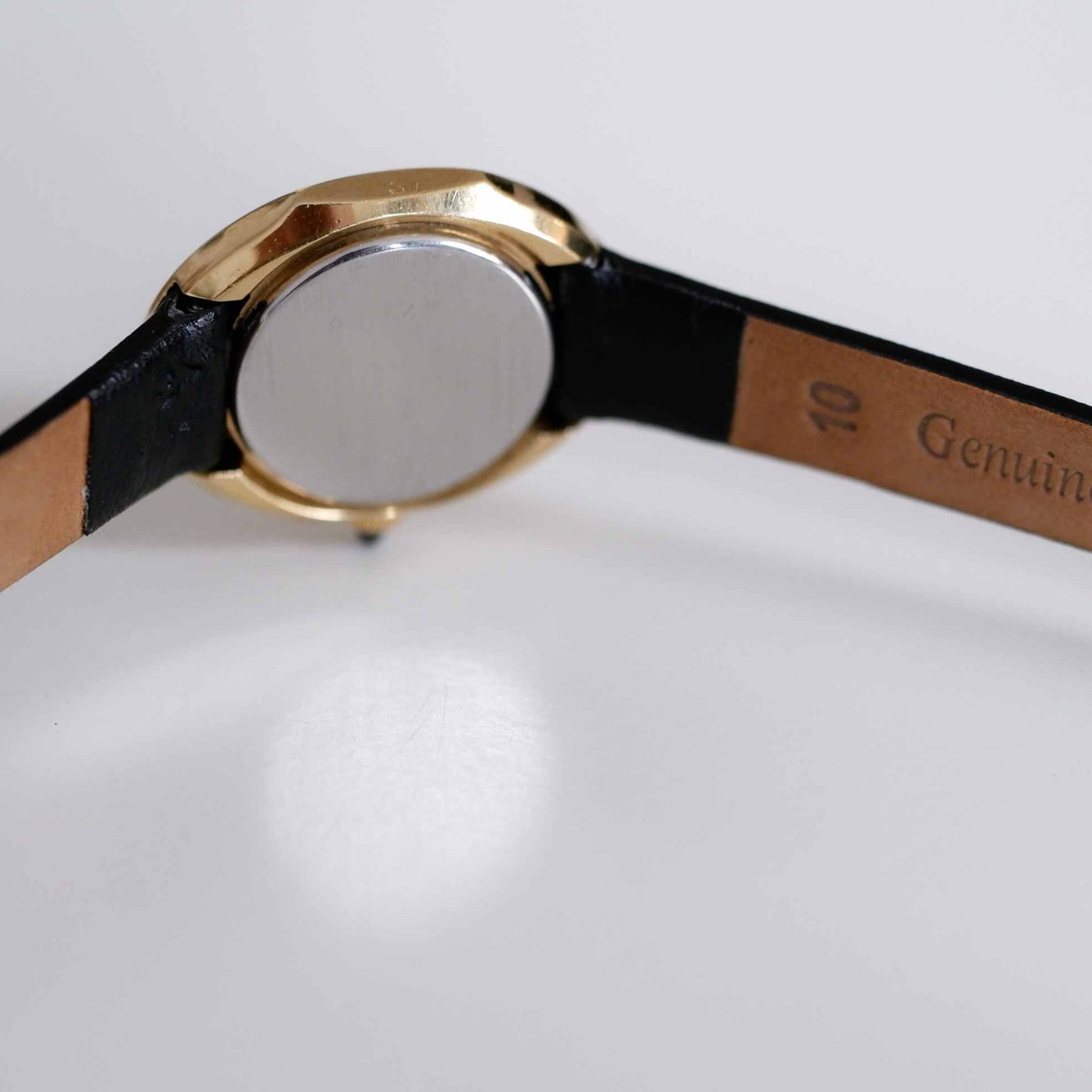 Lanvin Vintage Ladies Watch: 90s Golden, Roman Numerals, White Dial | Back Side