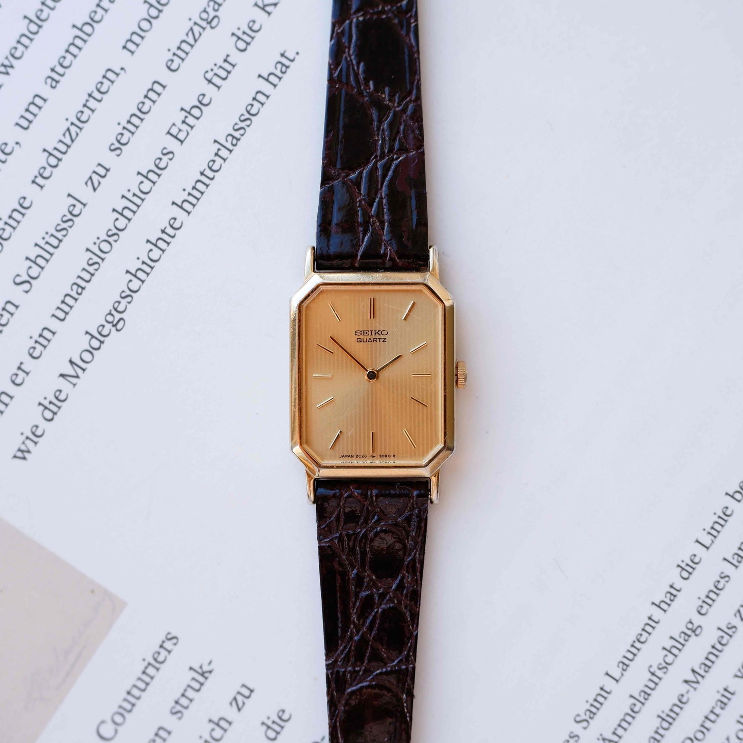 Seiko Vintage Watch: Ladies 80s Gold with Champagne Stripe Dial