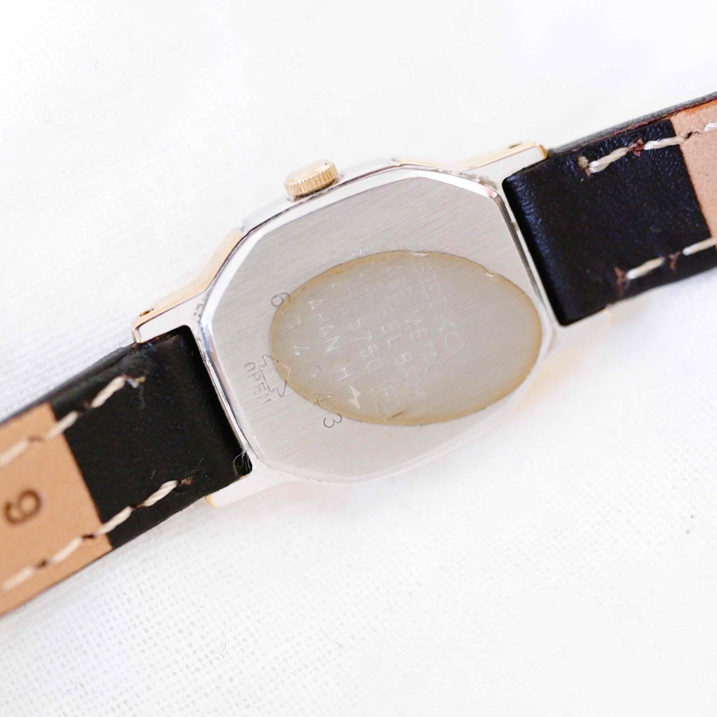 Seiko Vintage Watch: Ladies 80s Golden Two Tone Rectangular with White Dial